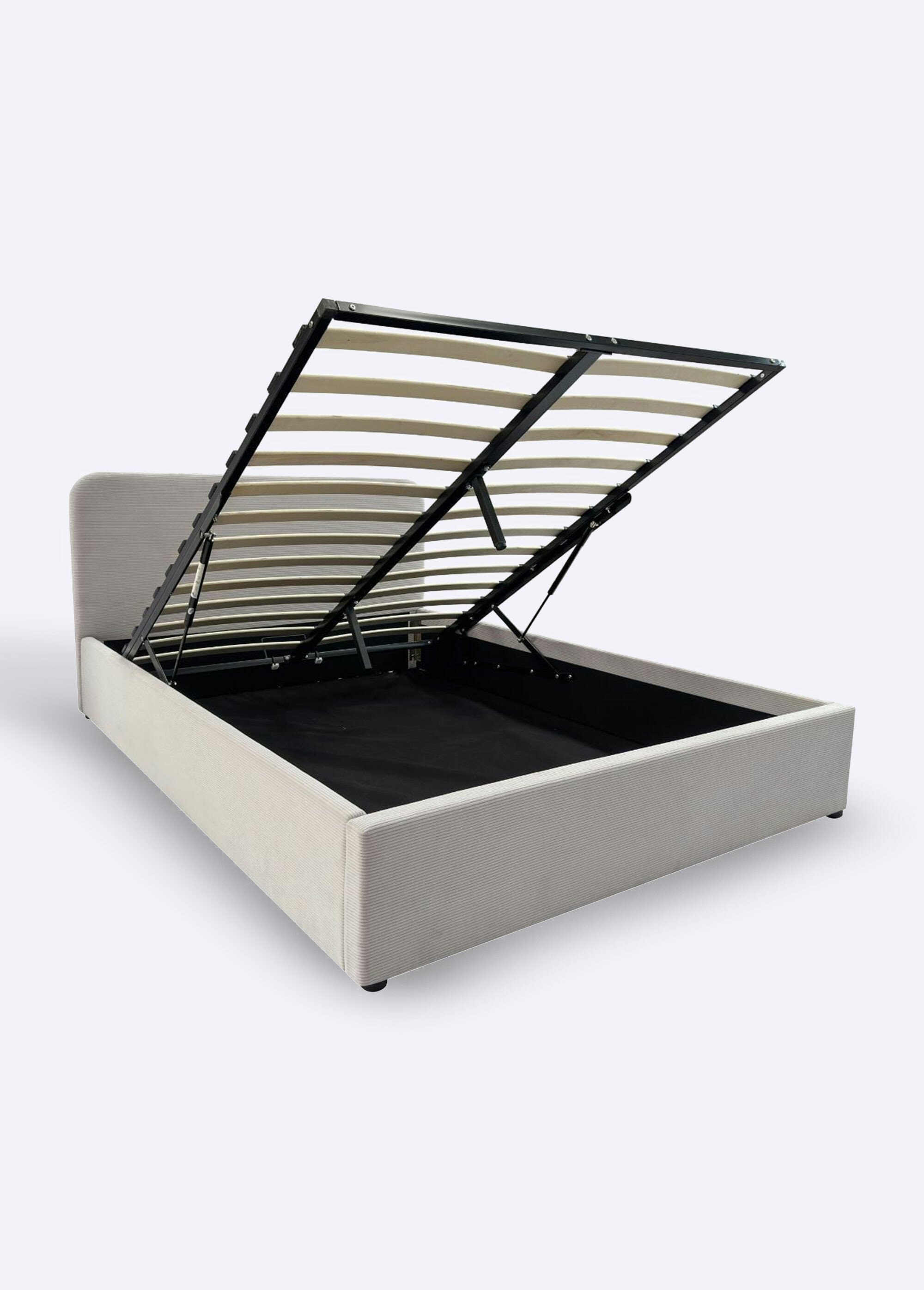 LIVY Lit coffre sommier + tête velours BEIGE CAL-14497133 FA1