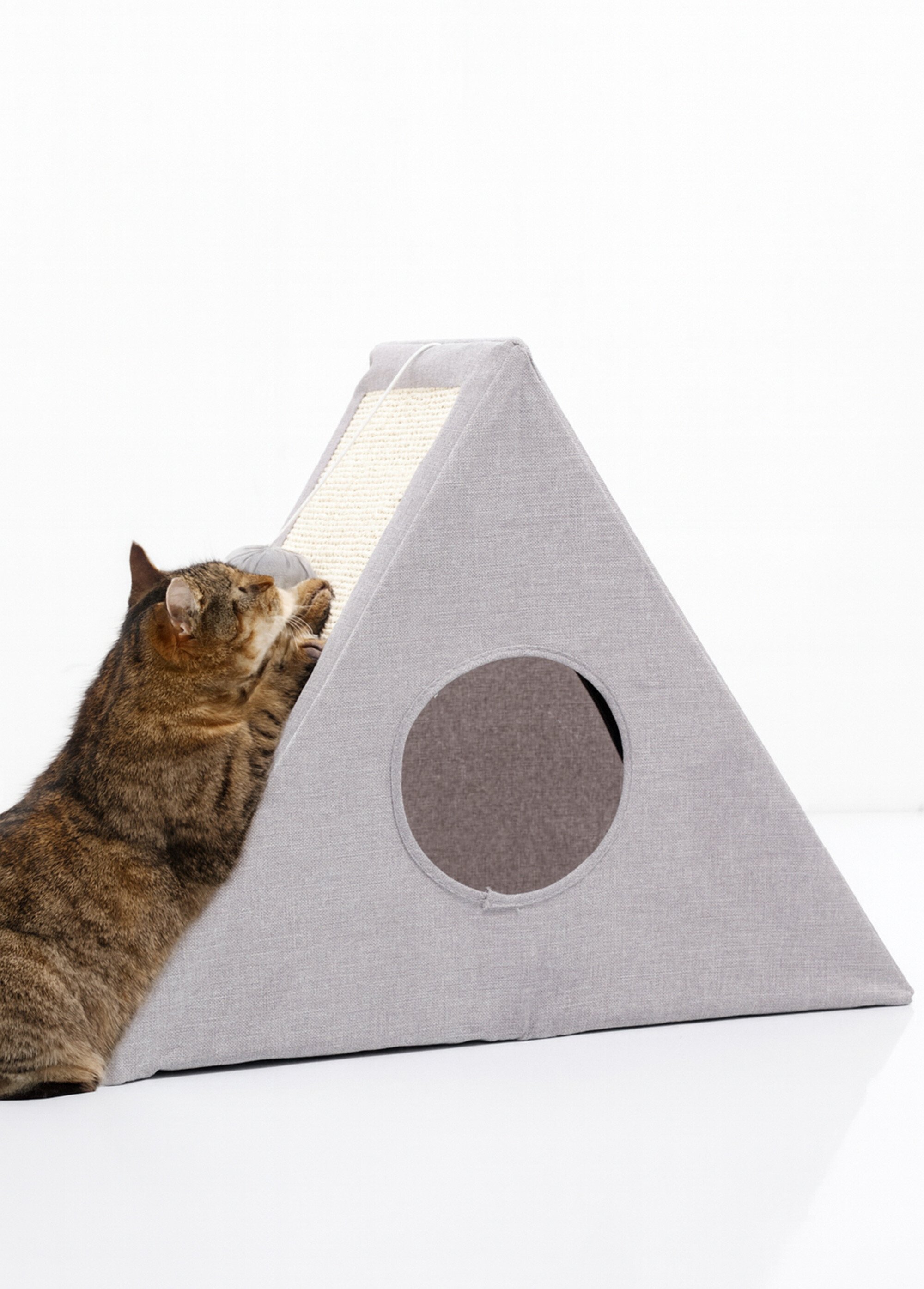 Maisonnette pour chat en tissu GRIS KP-491136090 FA2