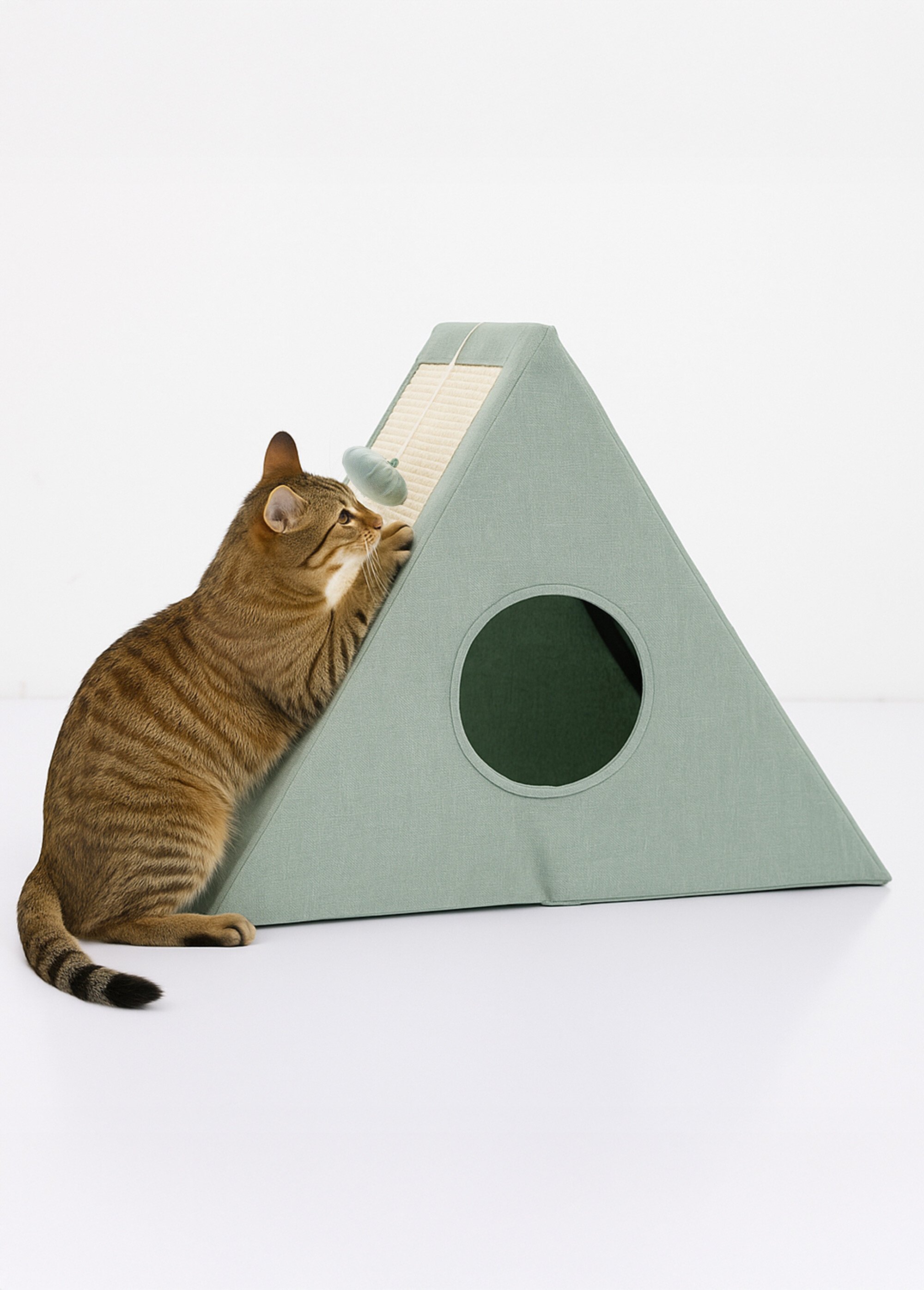 Maisonnette pour chat en tissu VERT KP-491136090 FA2