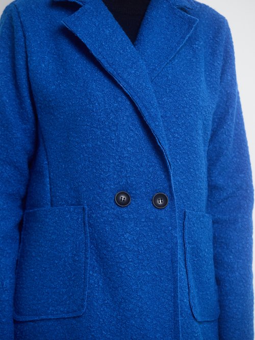 Manteau bouclette tendance col tailleur Femme Bleu RDL-8907 DE2