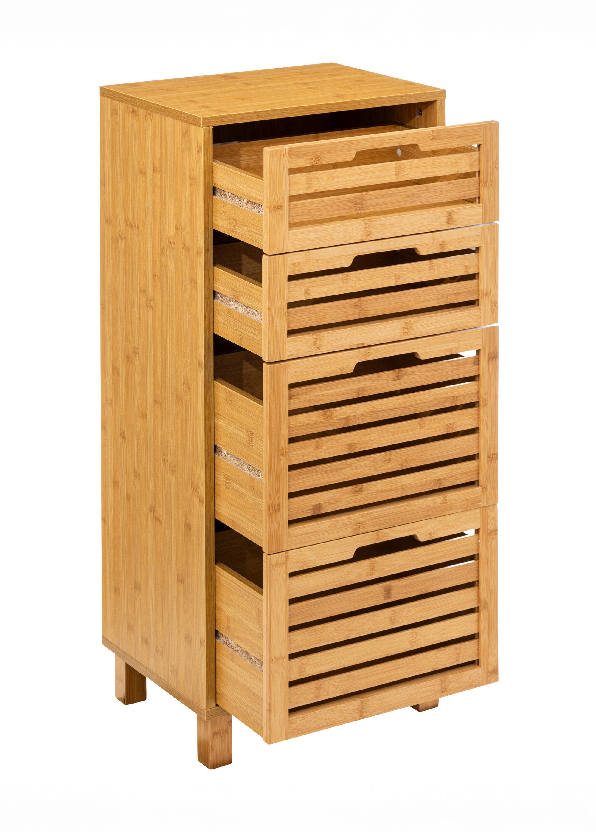 Meuble en bambou avec 4 tiroirs claustra