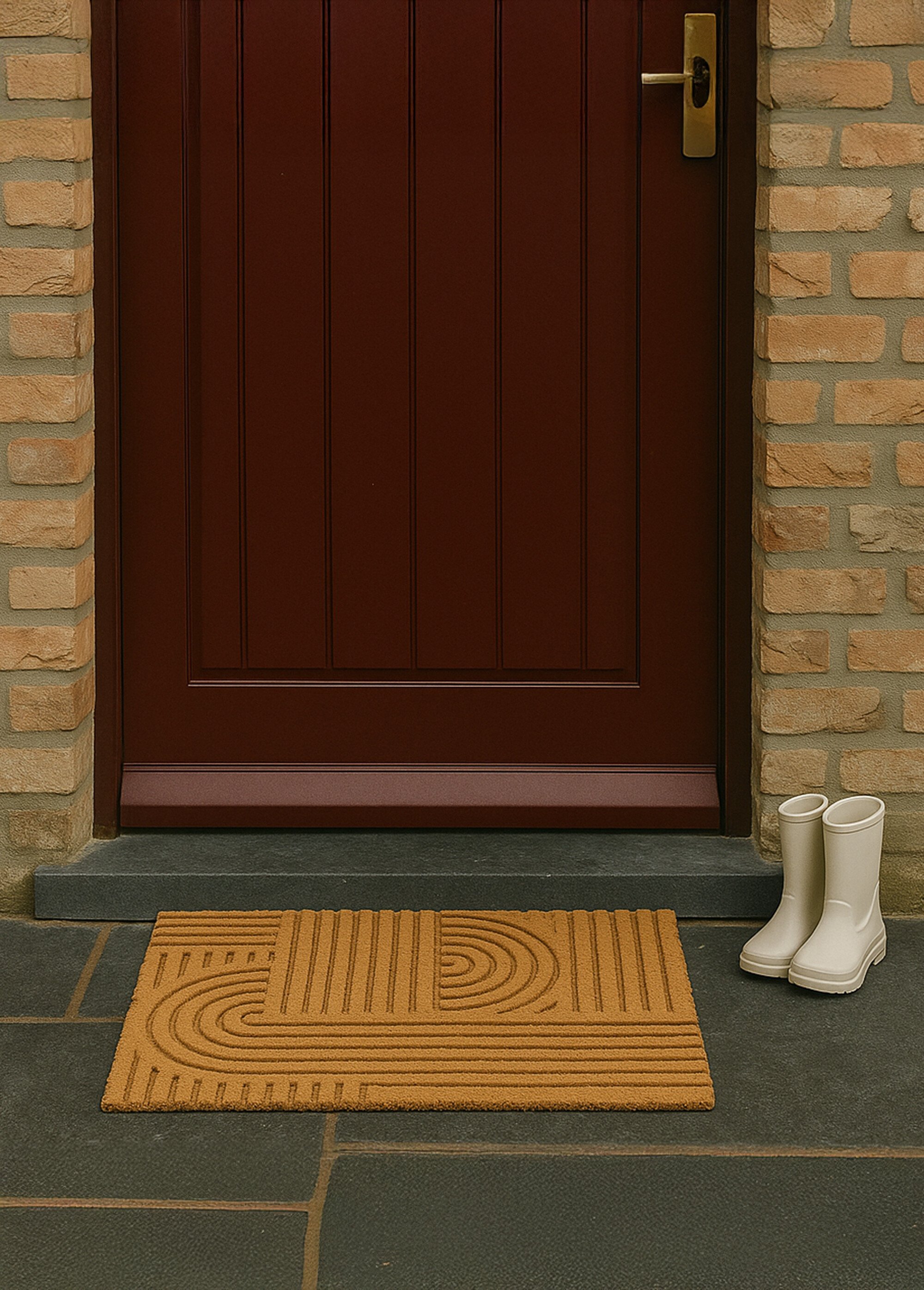 Paillasson coco, lignes ton sur ton Beige NOR-27116 SI1