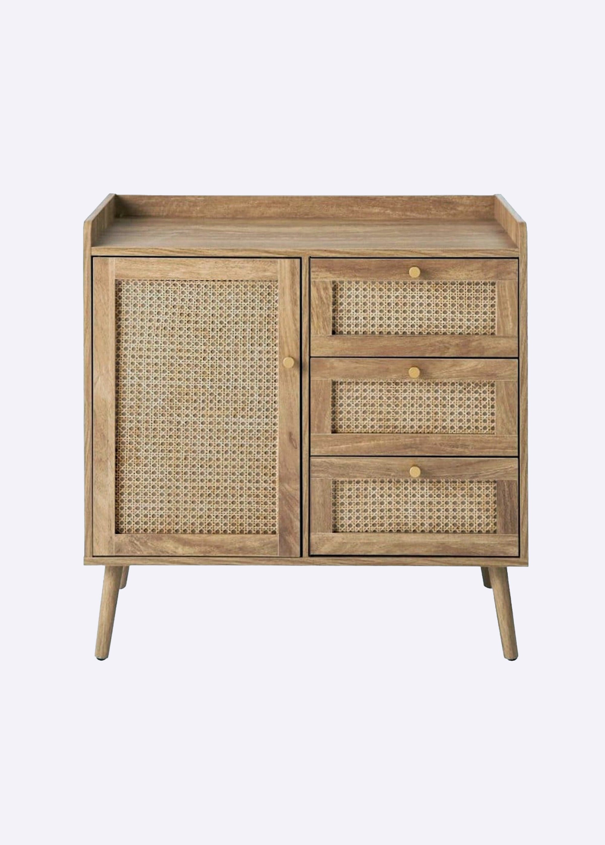 PALMO Commode cannage 3 tiroirs + porte BEIGE CAL-14876133 FA1