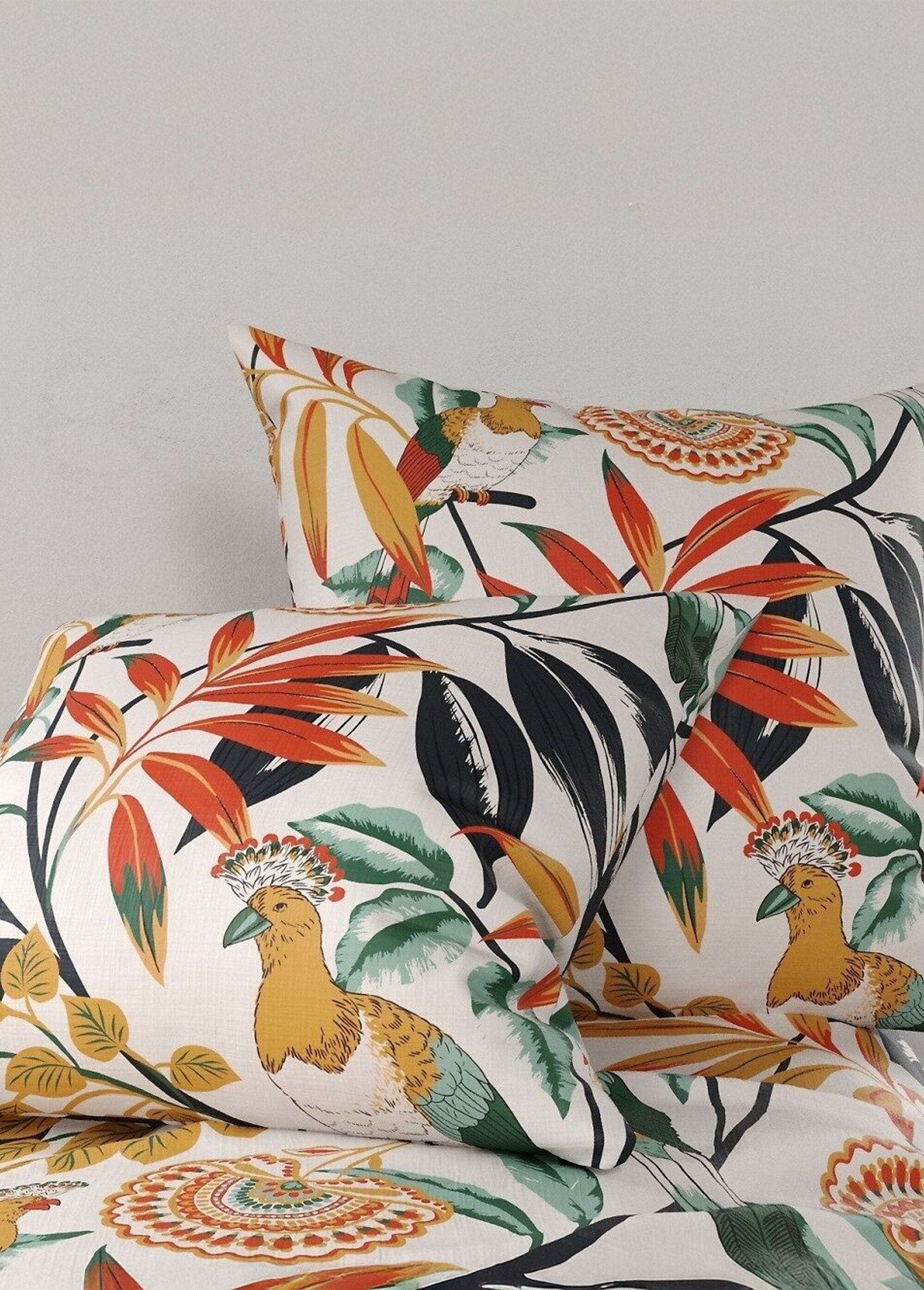 Parure de lit coton 2 pers, exotique Blanc OO-135627 DE1