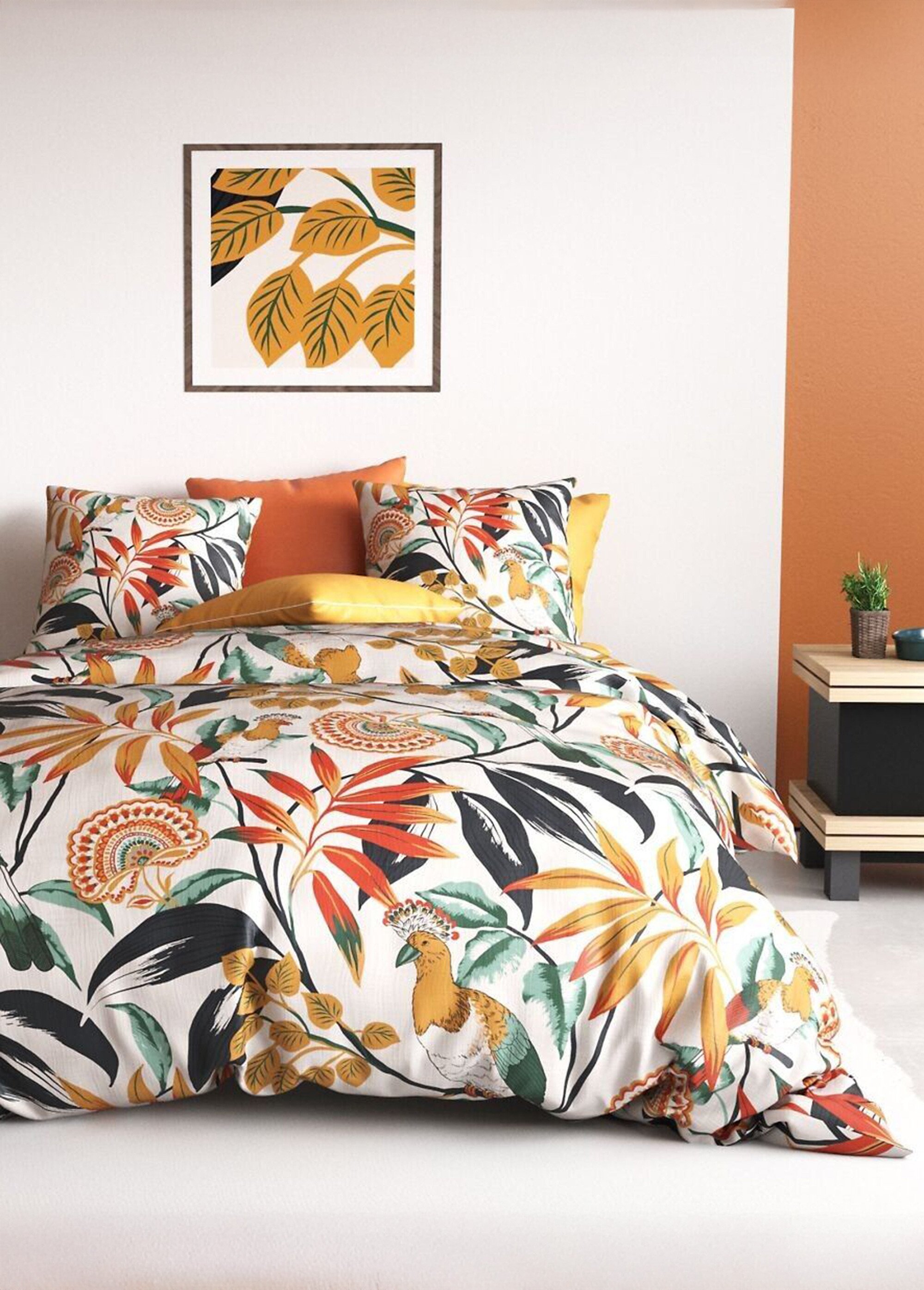 Parure de lit coton 2 pers, exotique Blanc OO-135627 FA1