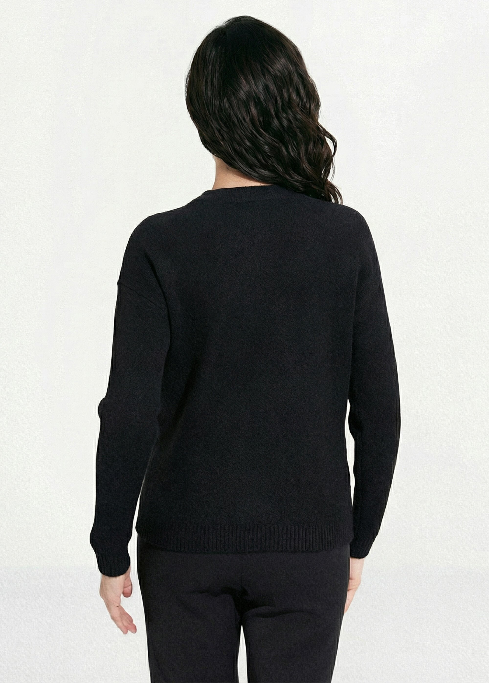 Pull doux col rond avec strass et sequins Femme Noir PASQUIN DO1
