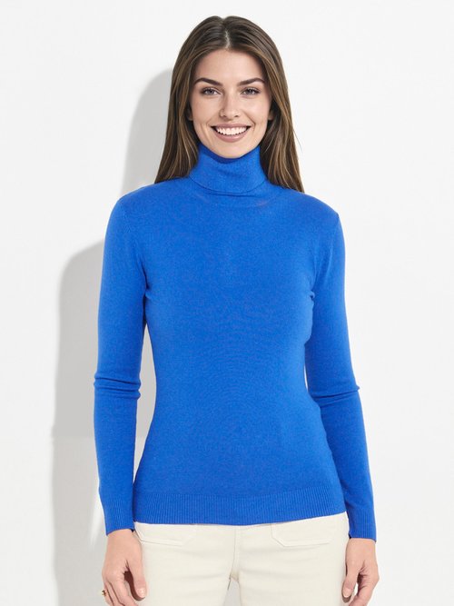 Pull fin en maille avec col roulé Femme Bleu IA-D217B FA1