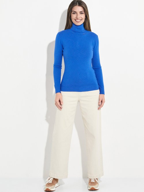 Pull fin en maille avec col roulé Femme Bleu IA-D217B SF1