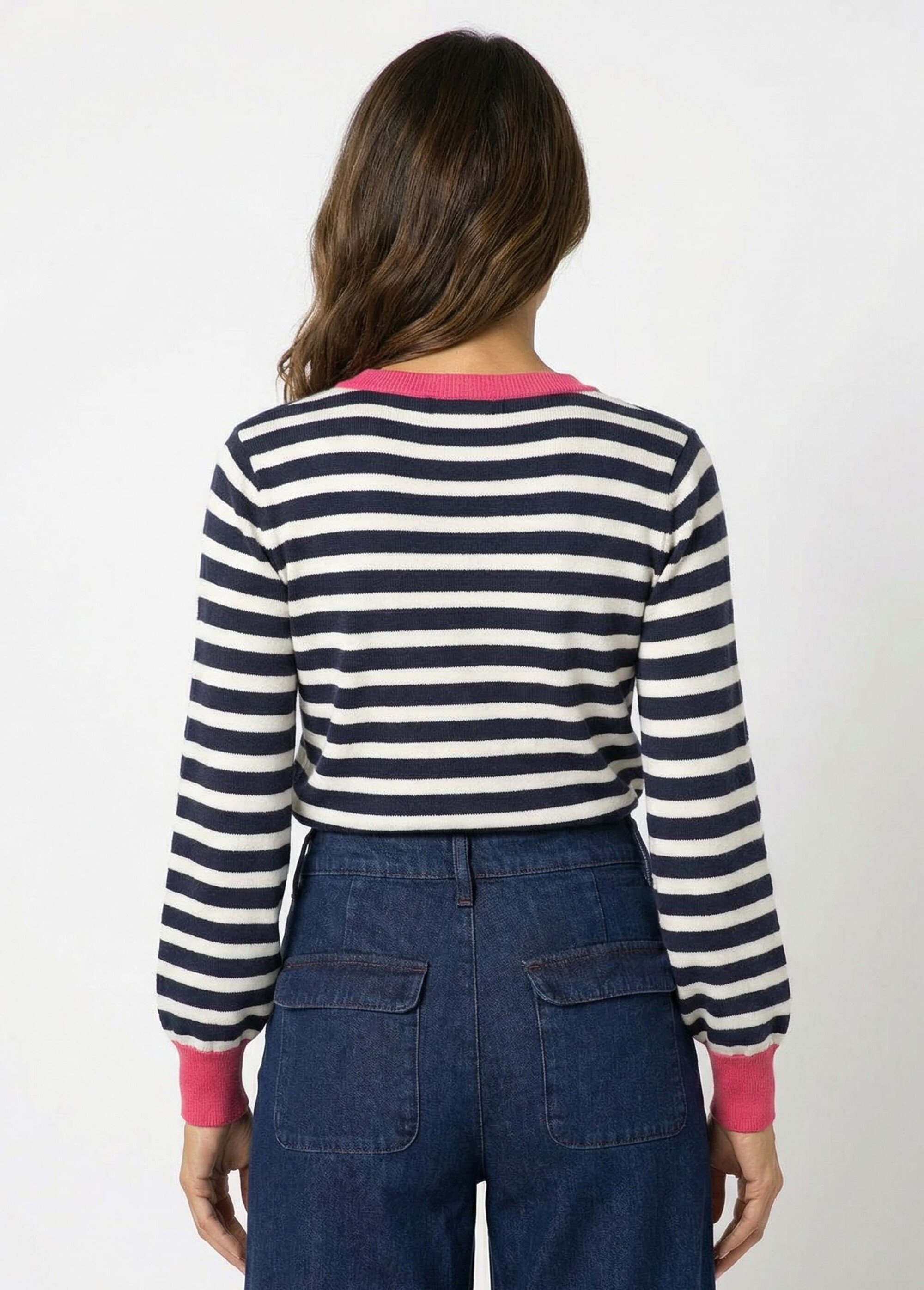 Pull rayé fantaisie à manches longues