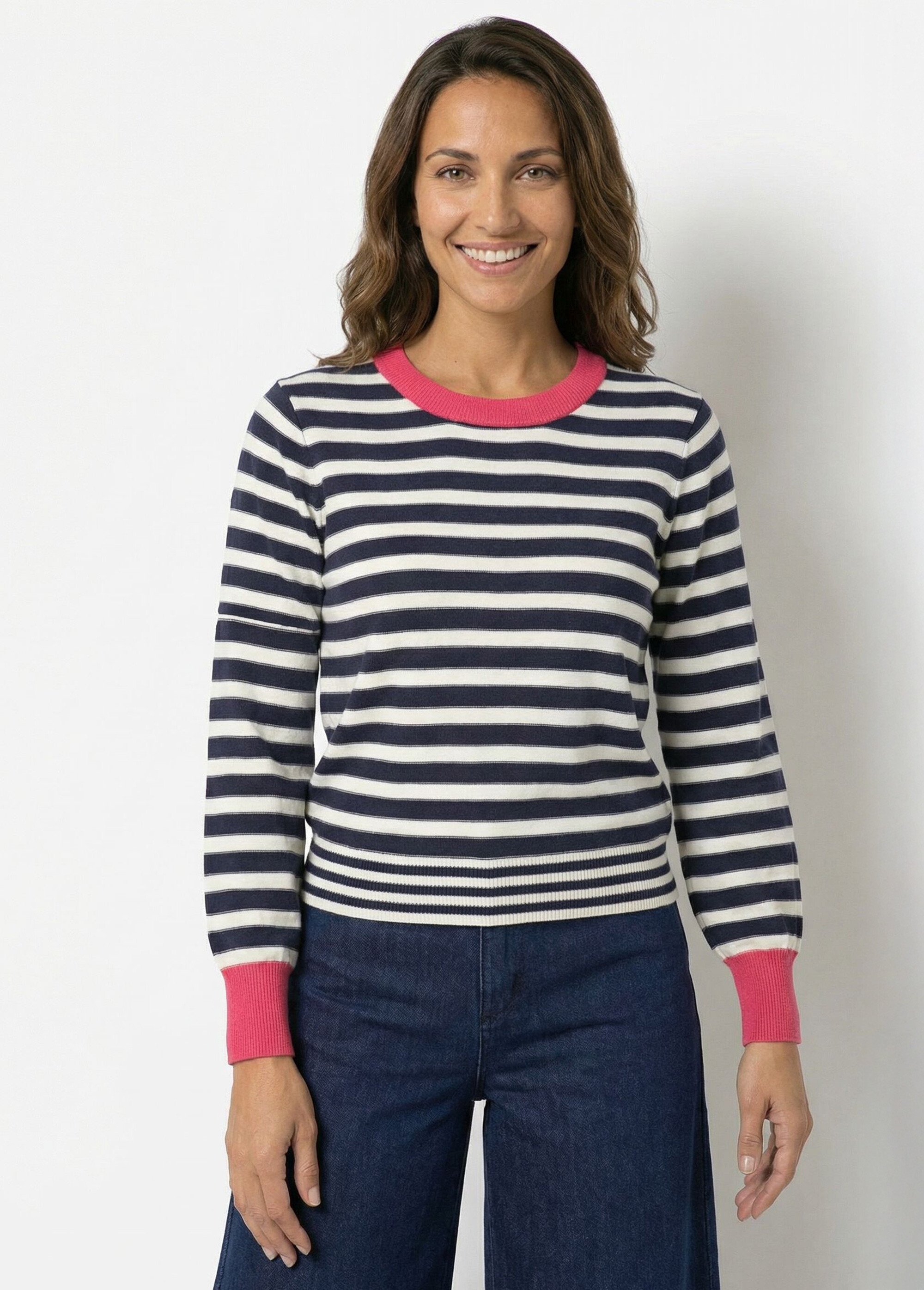 Pull rayé fantaisie à manches longues Femme Bleu IA-AR1002 FA1