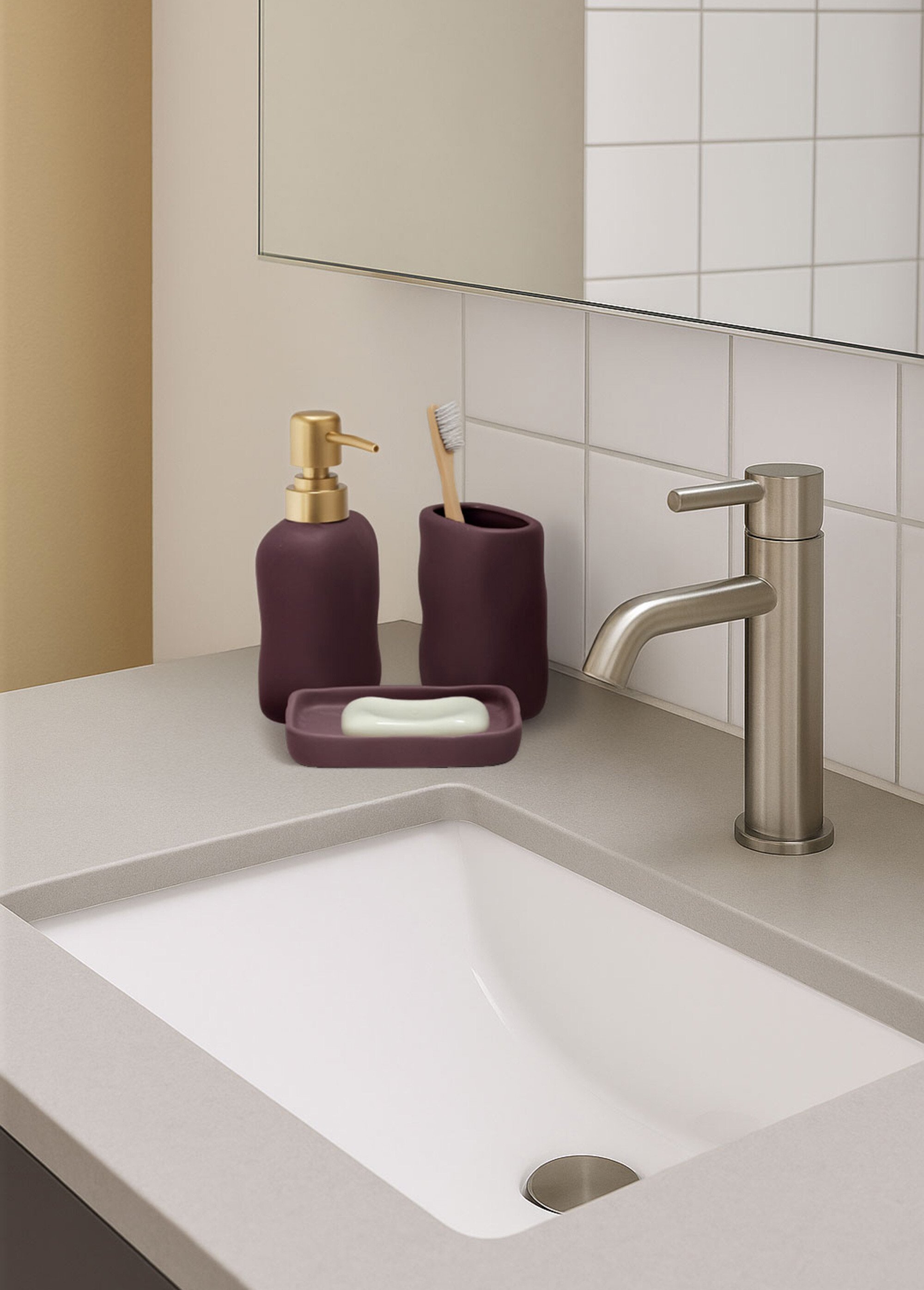 Set salle de bain 3 pièces en céramique Violet KP-793000150 SF1