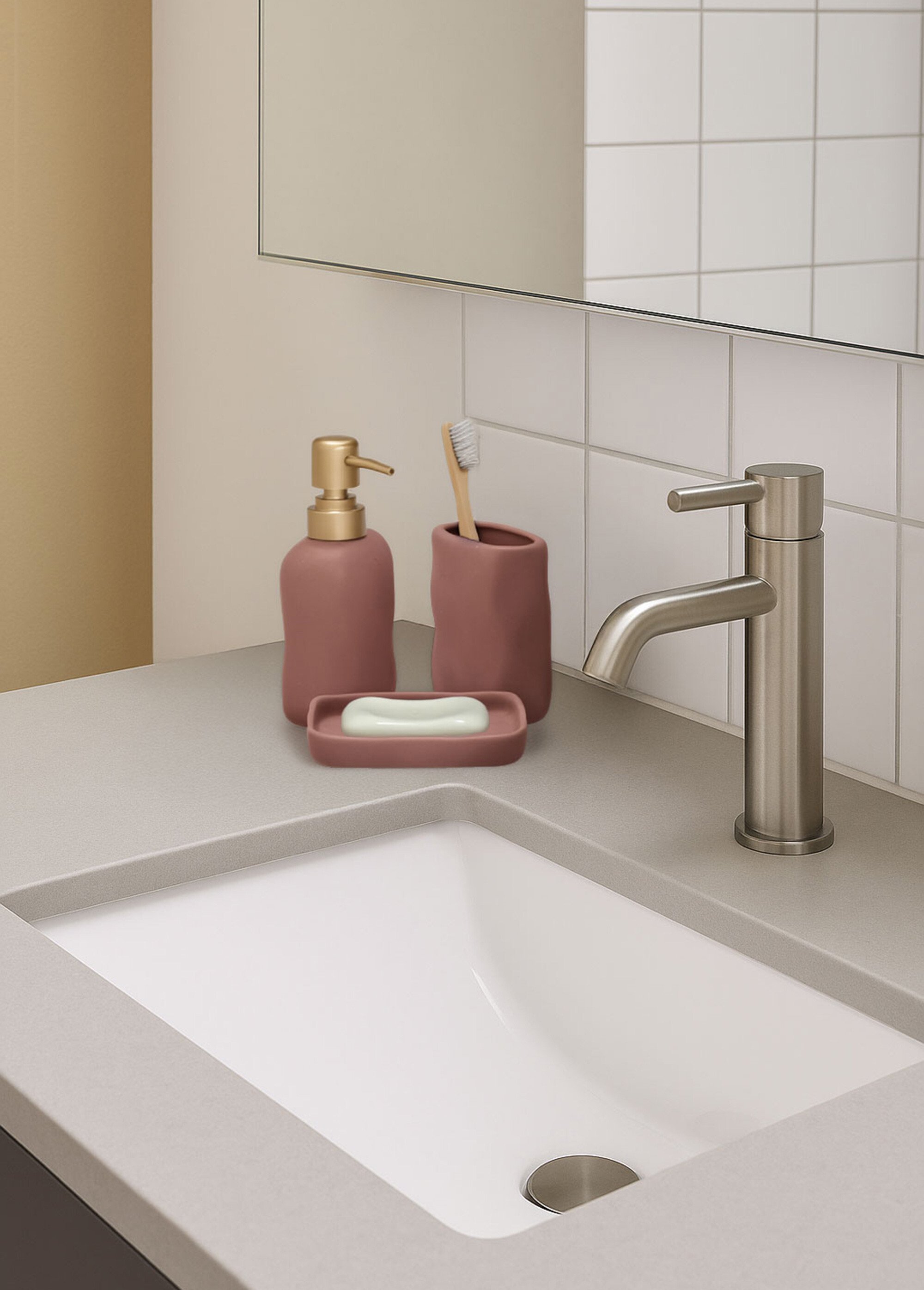 Set salle de bain 3 pièces en céramique Rose KP-793000150 SF1