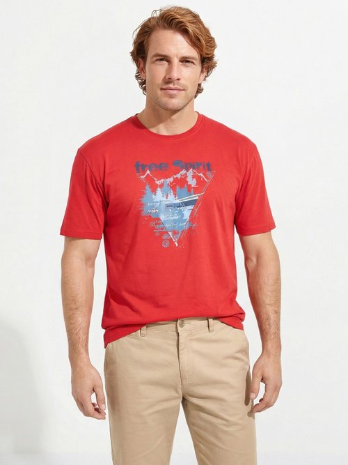 T-shirt motif placé jersey coton - lot de 2 Homme Rouge FROLIN FA1