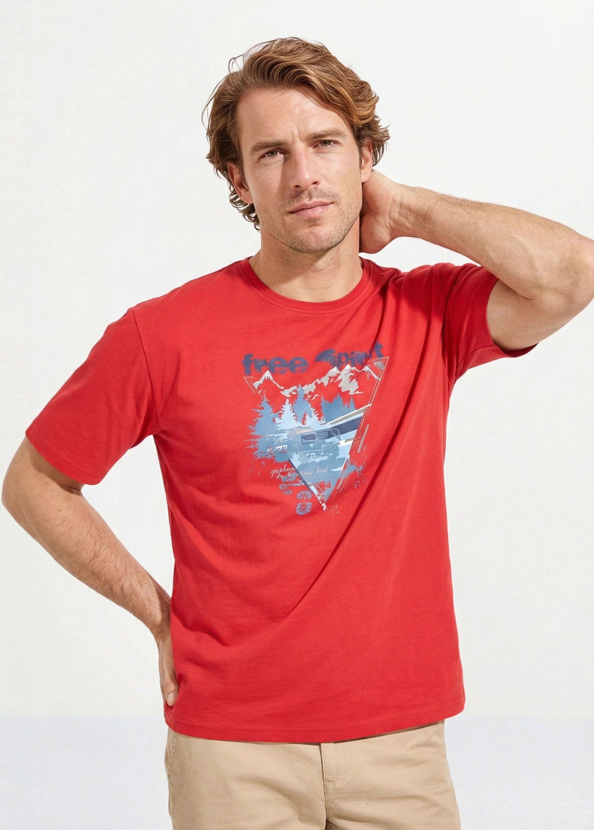 T-shirt motif placé jersey coton - lot de 2 Homme Rouge FROLIN MV1
