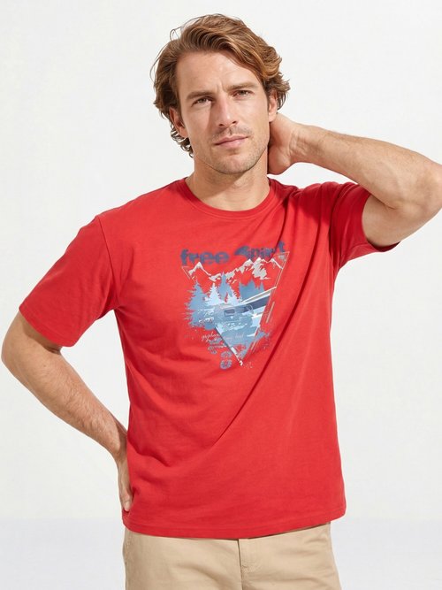 T-shirt motif placé jersey coton - lot de 2 Homme Rouge FROLIN MV1