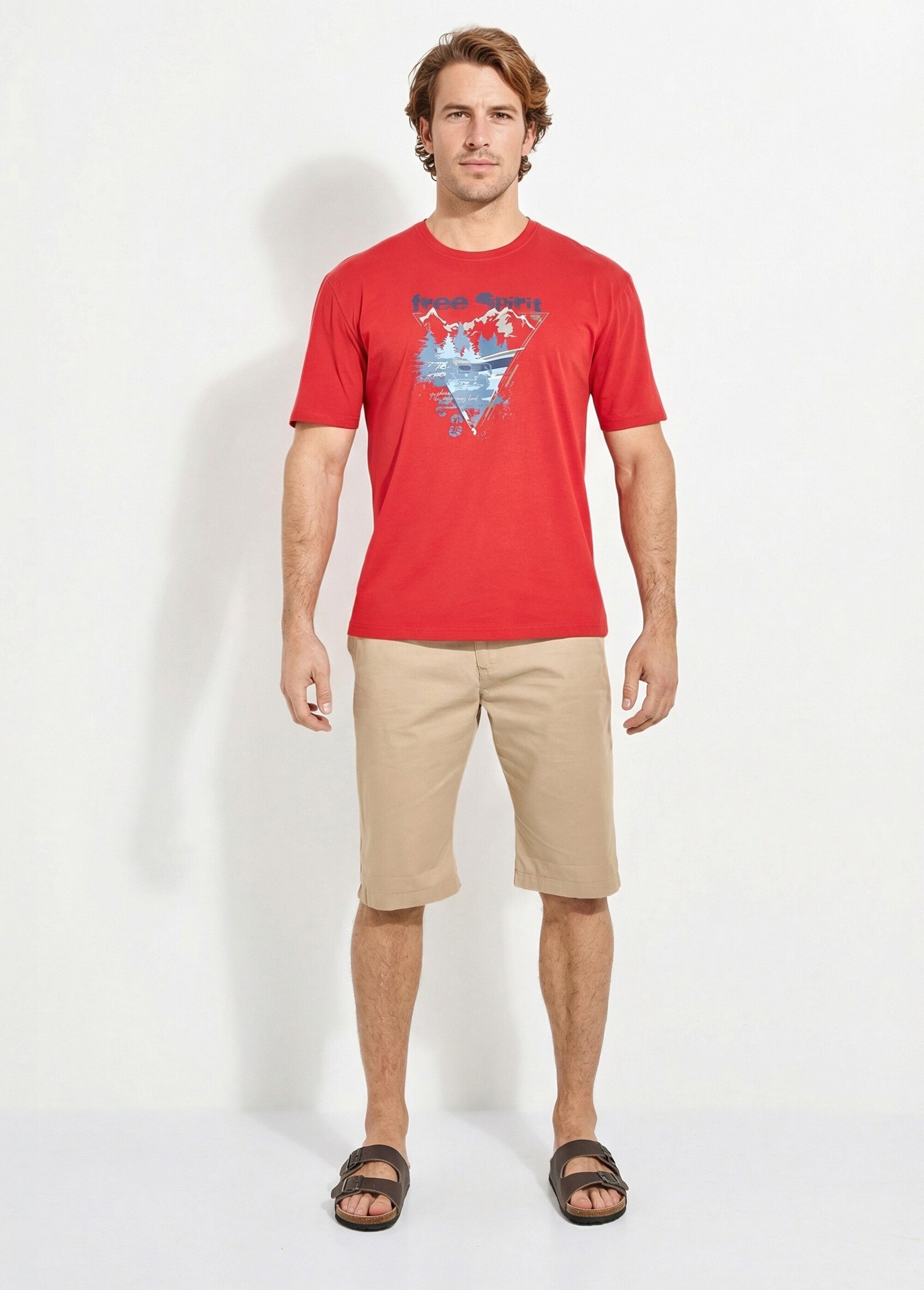 T-shirt motif placé jersey coton - lot de 2 Homme Rouge FROLIN SF1