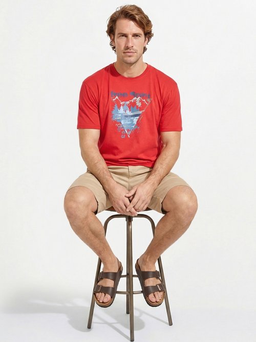 T-shirt motif placé jersey coton - lot de 2 Homme Rouge FROLIN SI1