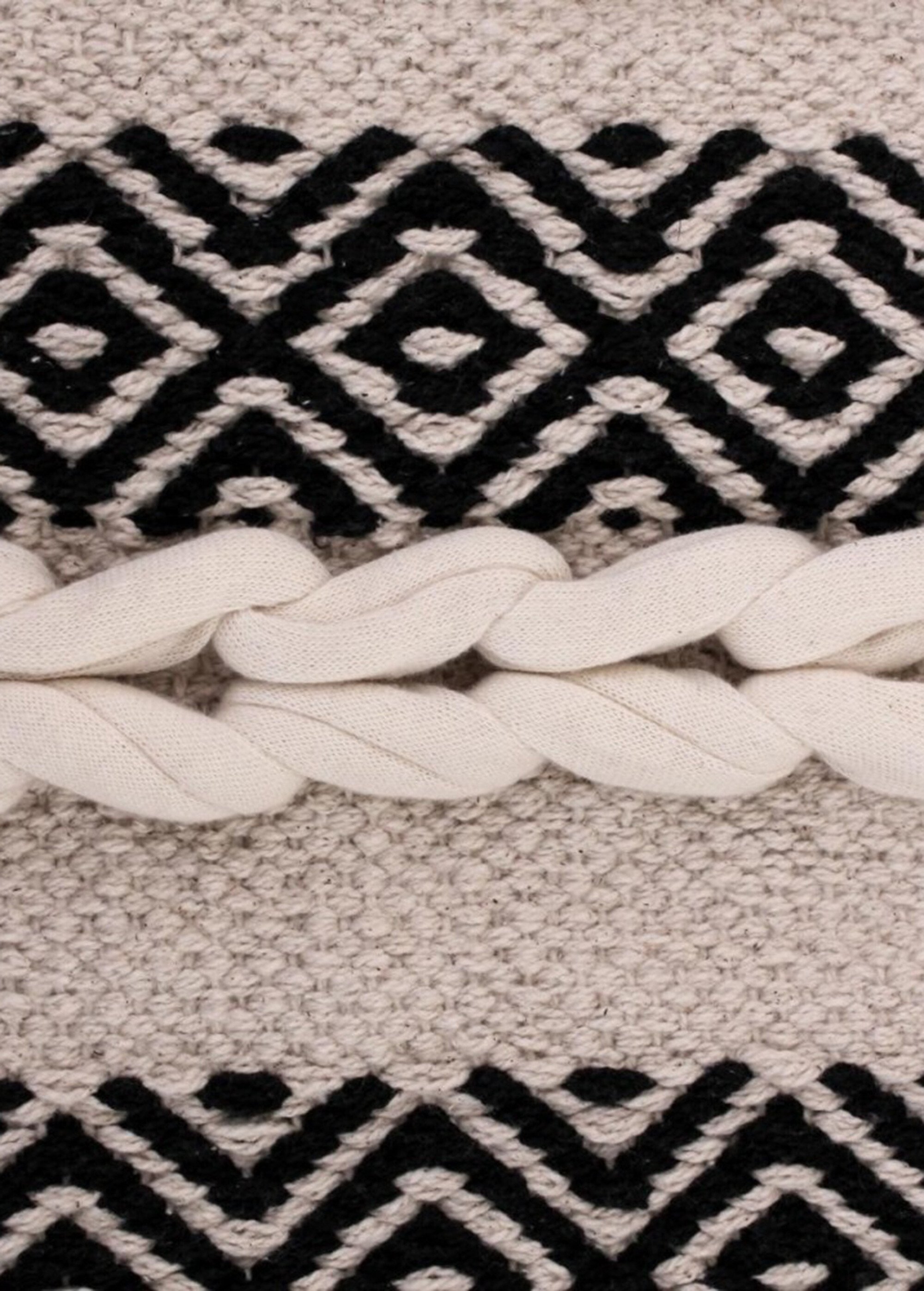 Tapis lirette ethnique rayé, 110x60cm Blanc NOR-13063 DE2