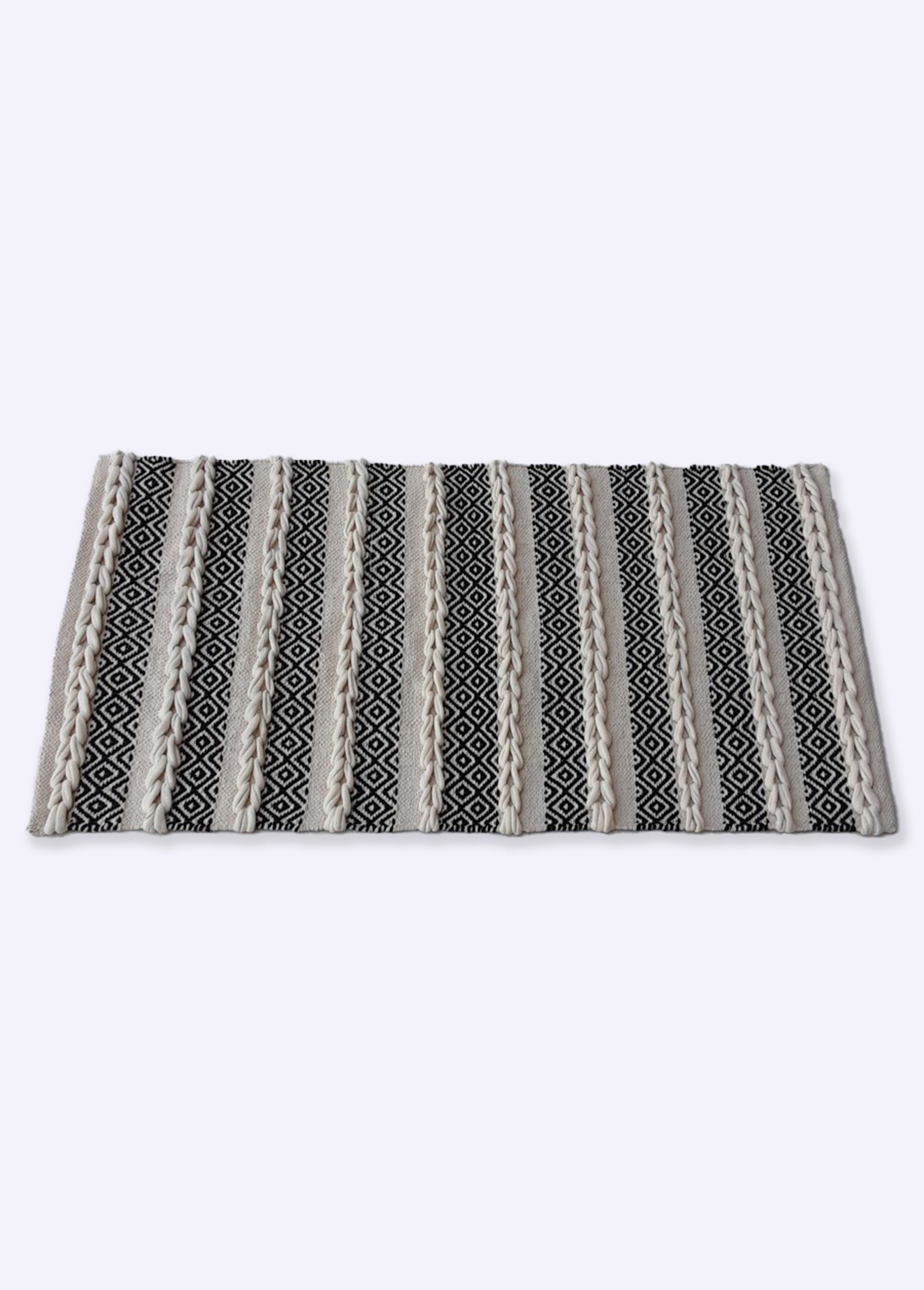 Tapis lirette ethnique rayé, 110x60cm