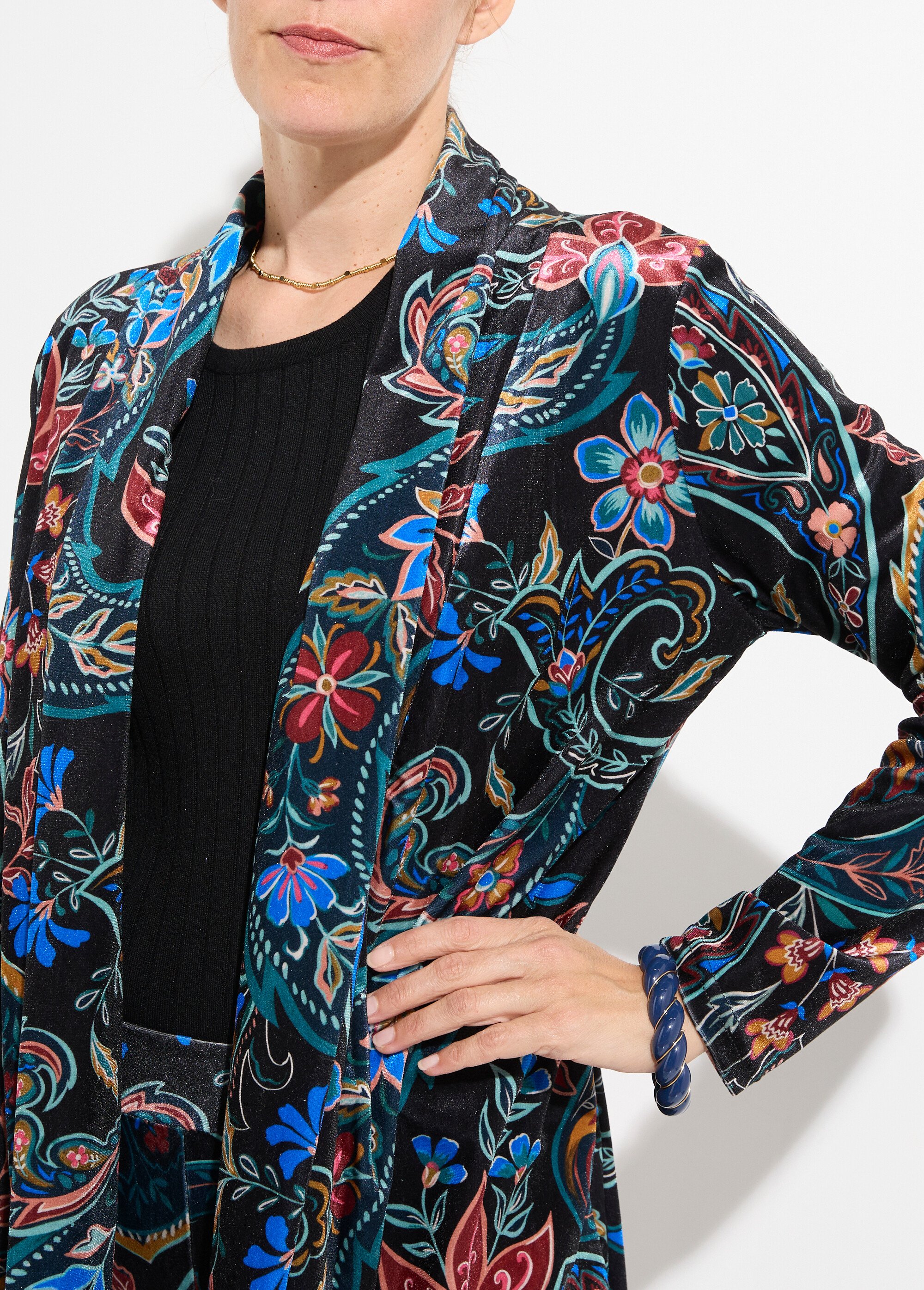 Veste en velours, imprimé cachemire Femme Noir FI-CHARLICASH DE1