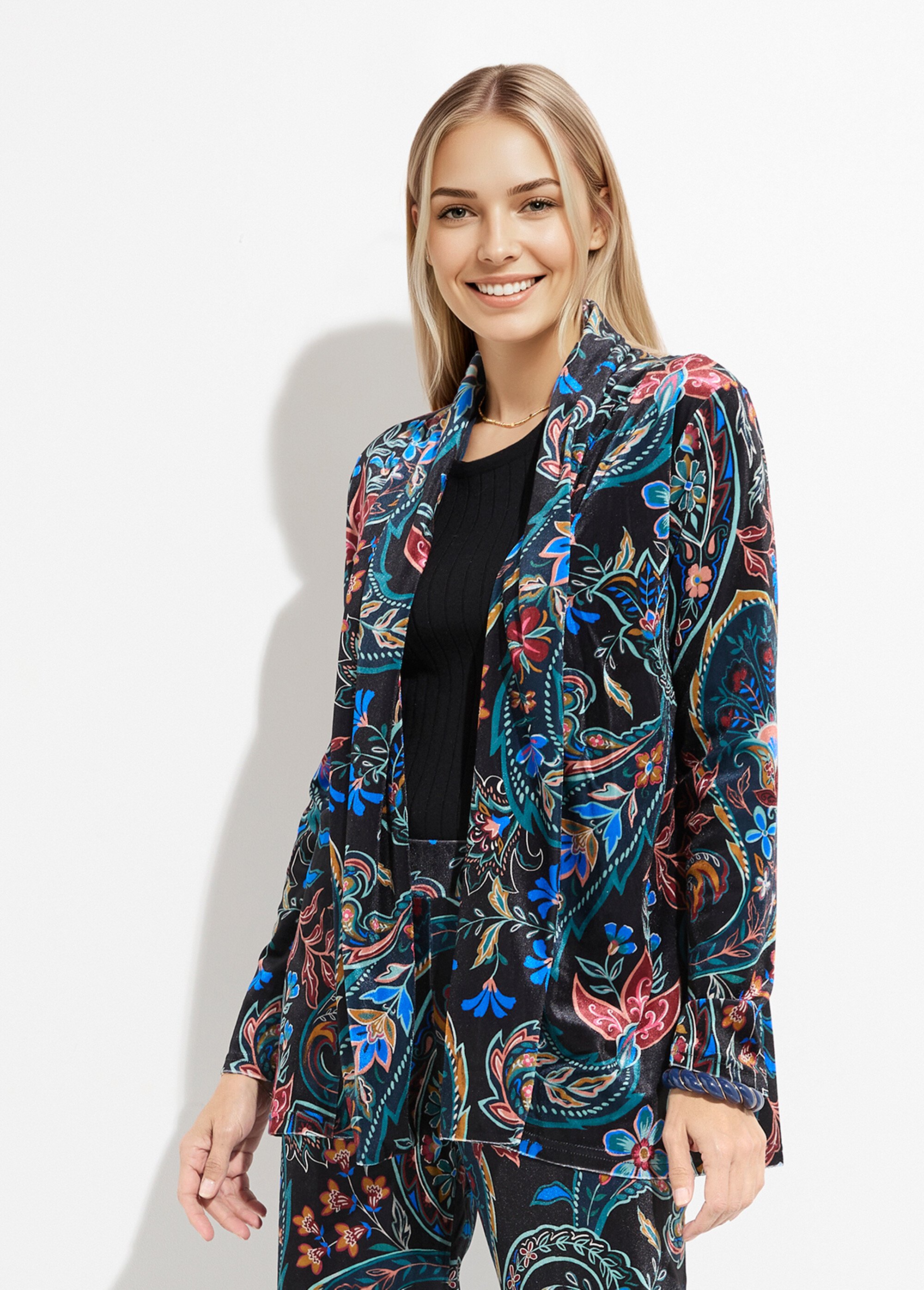Veste en velours, imprimé cachemire Femme Noir FI-CHARLICASH FA1