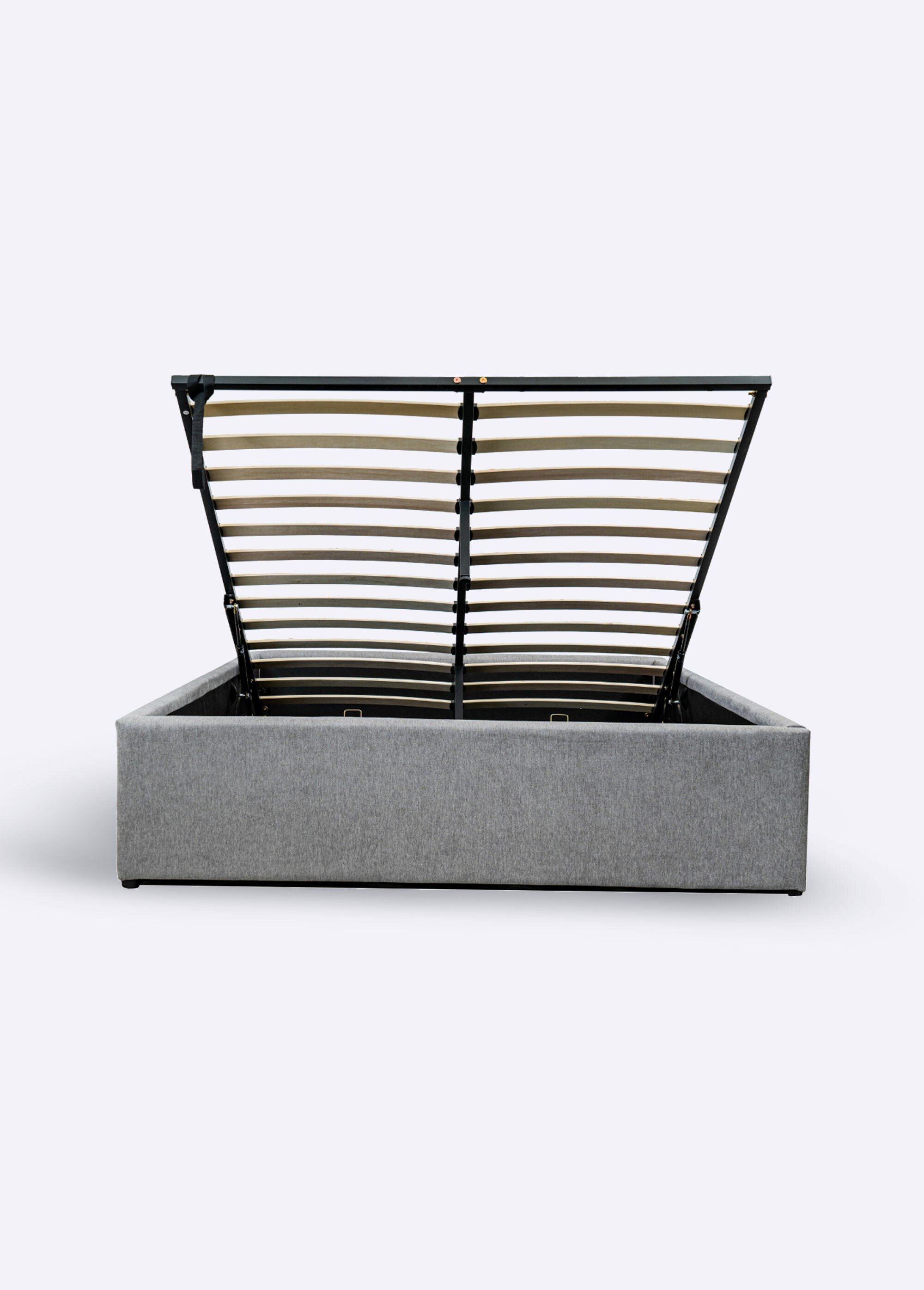 ALBA Lit coffre en tissu avec sommier GRIS CAL-14498133 DE2