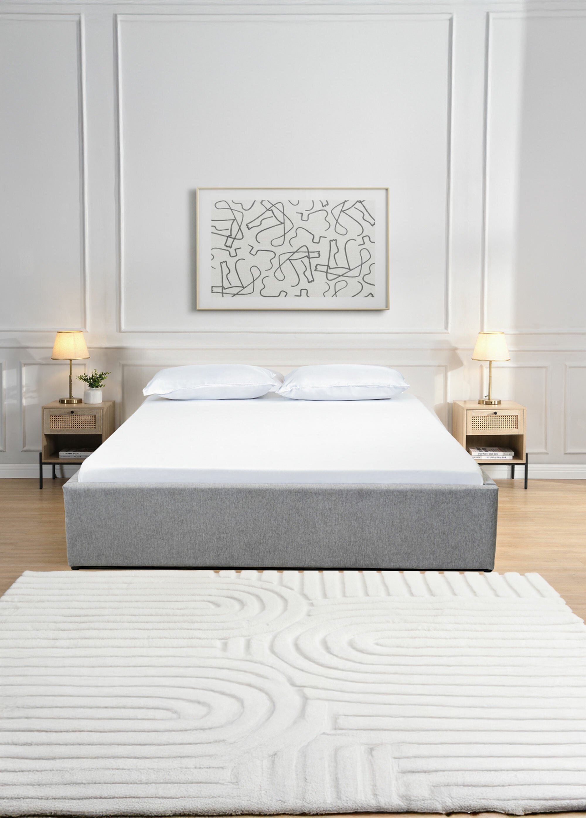 ALBA Lit coffre en tissu avec sommier GRIS CAL-14498133 SI1