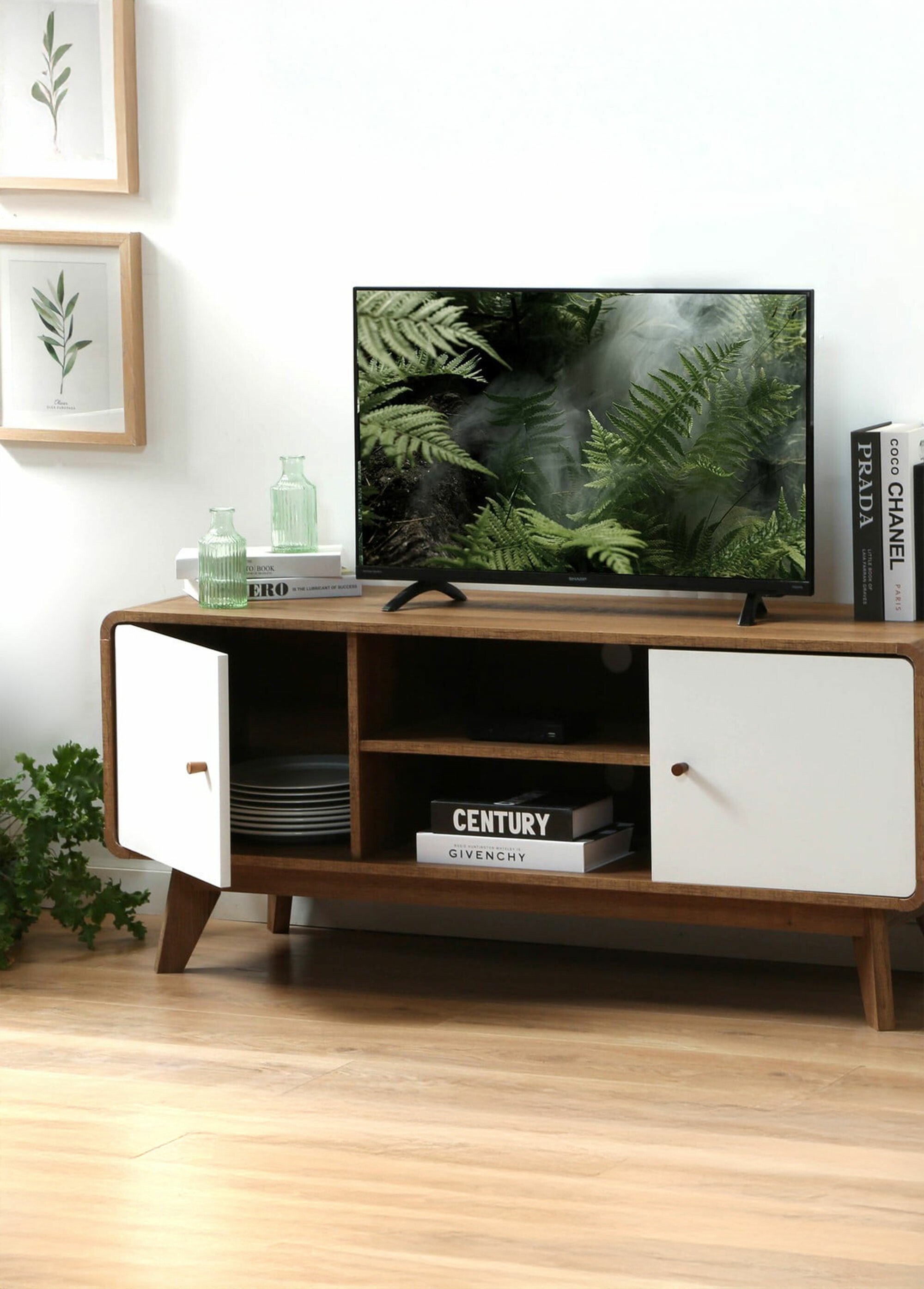 ALBURA Meuble TV constrasté décor bois MARRON CAL-13958133 SI2