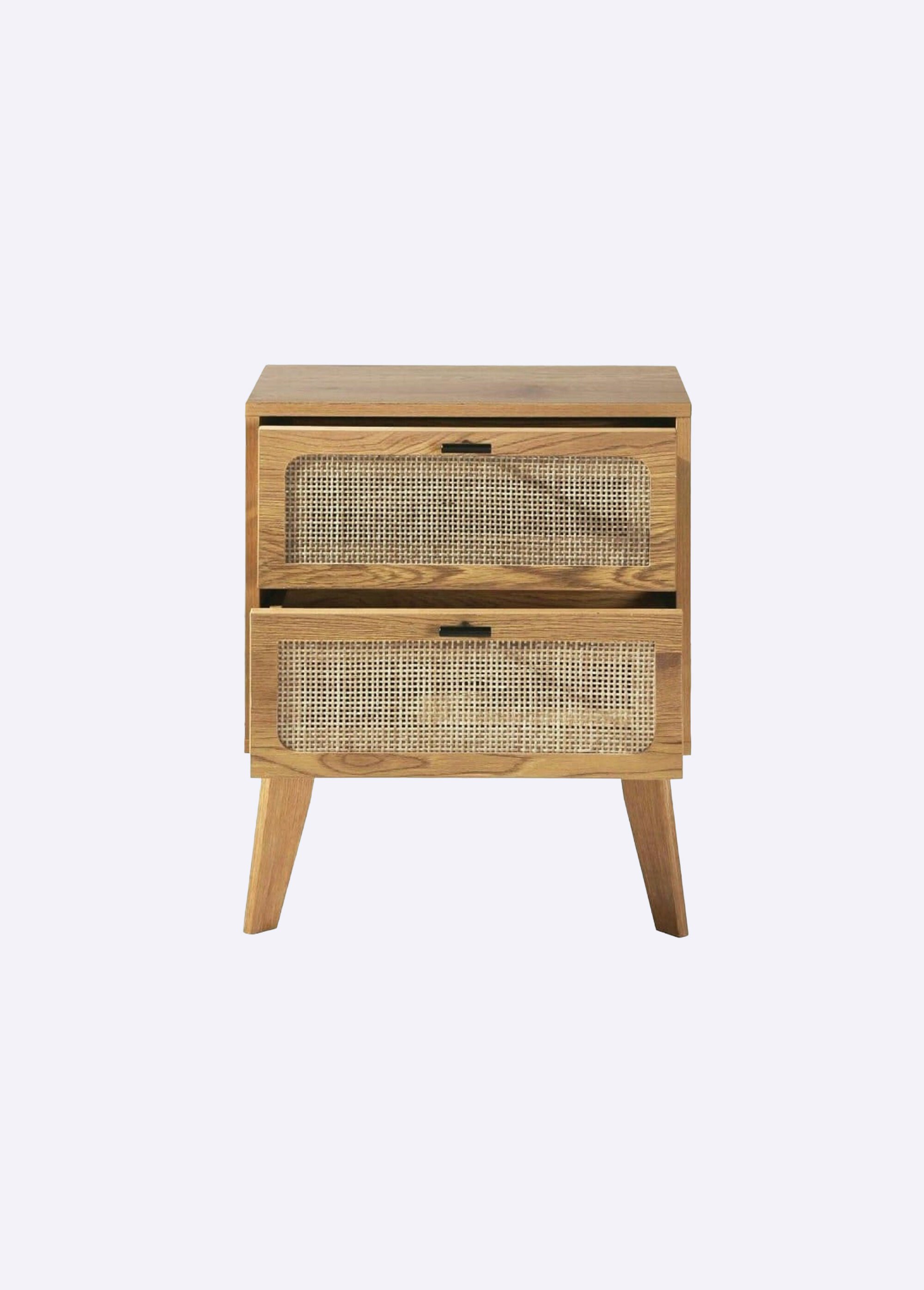 ALIA Chevet décor rotin, pieds compas BEIGE CAL-14512133 DE1