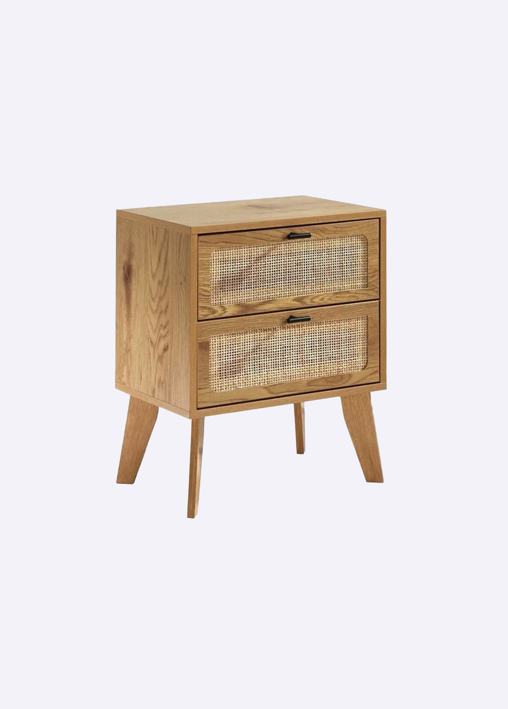 ALIA Chevet décor rotin, pieds compas