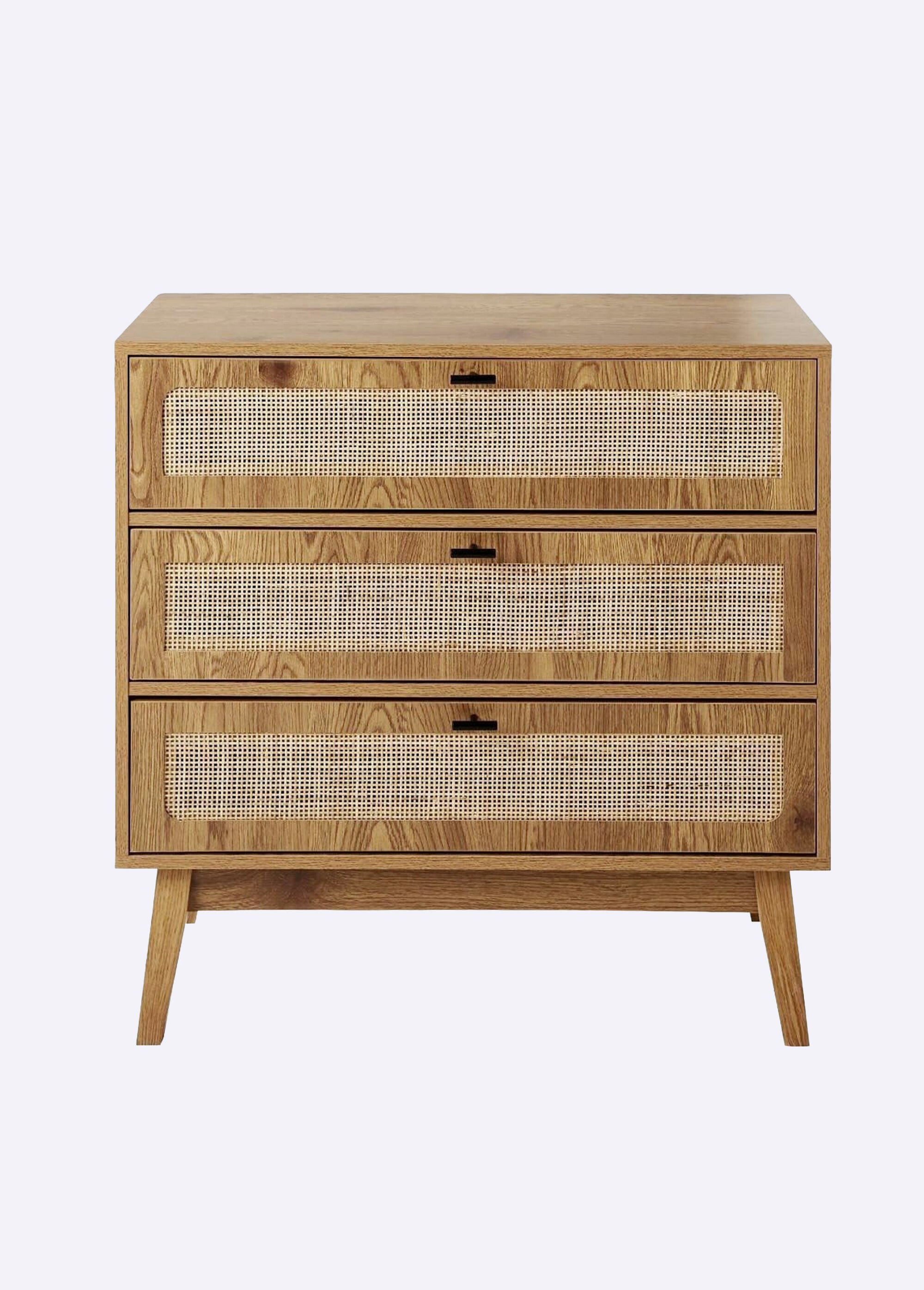 ALIA Commode 3 tiroirs façades rotin