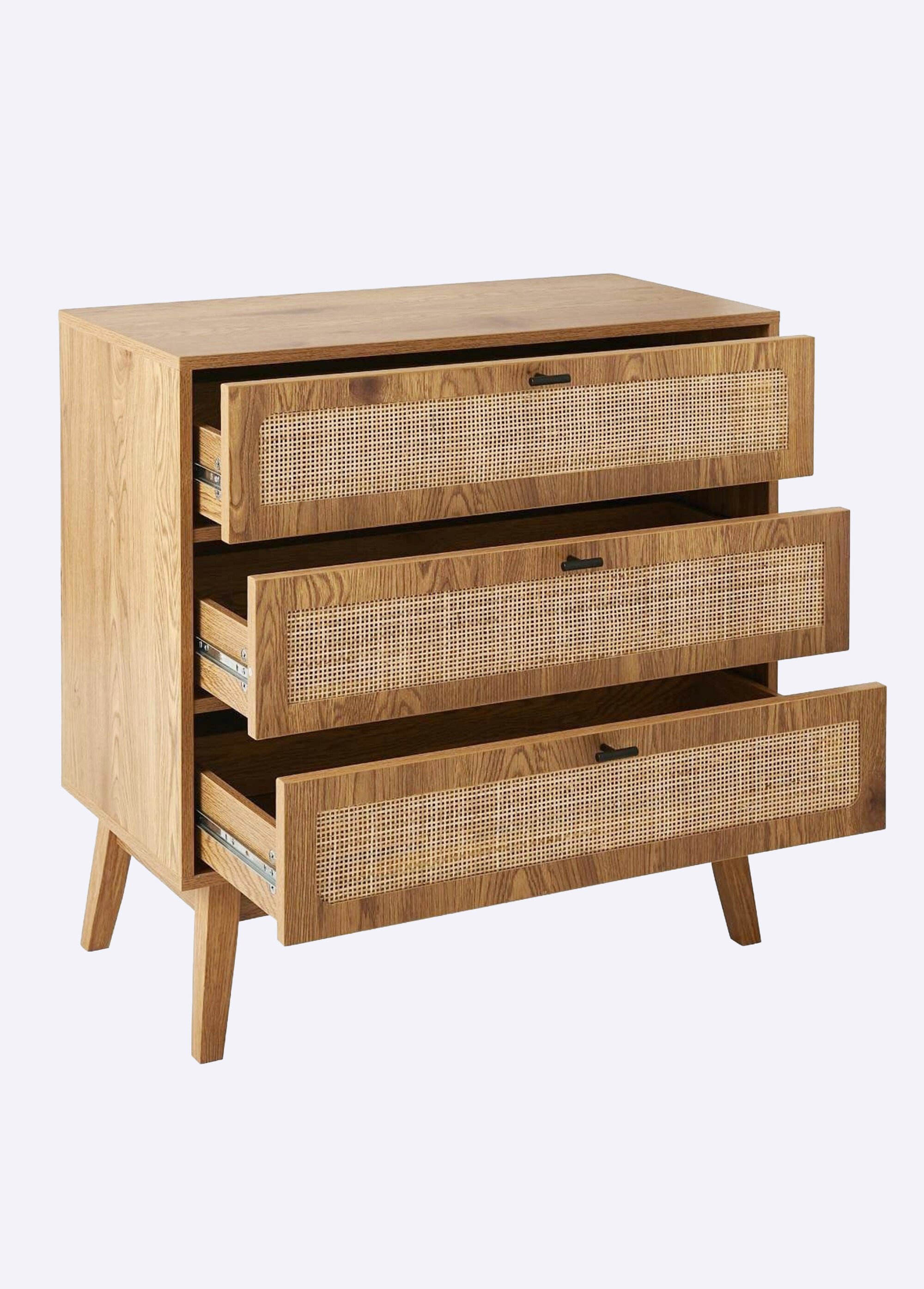 ALIA Commode 3 tiroirs façades rotin