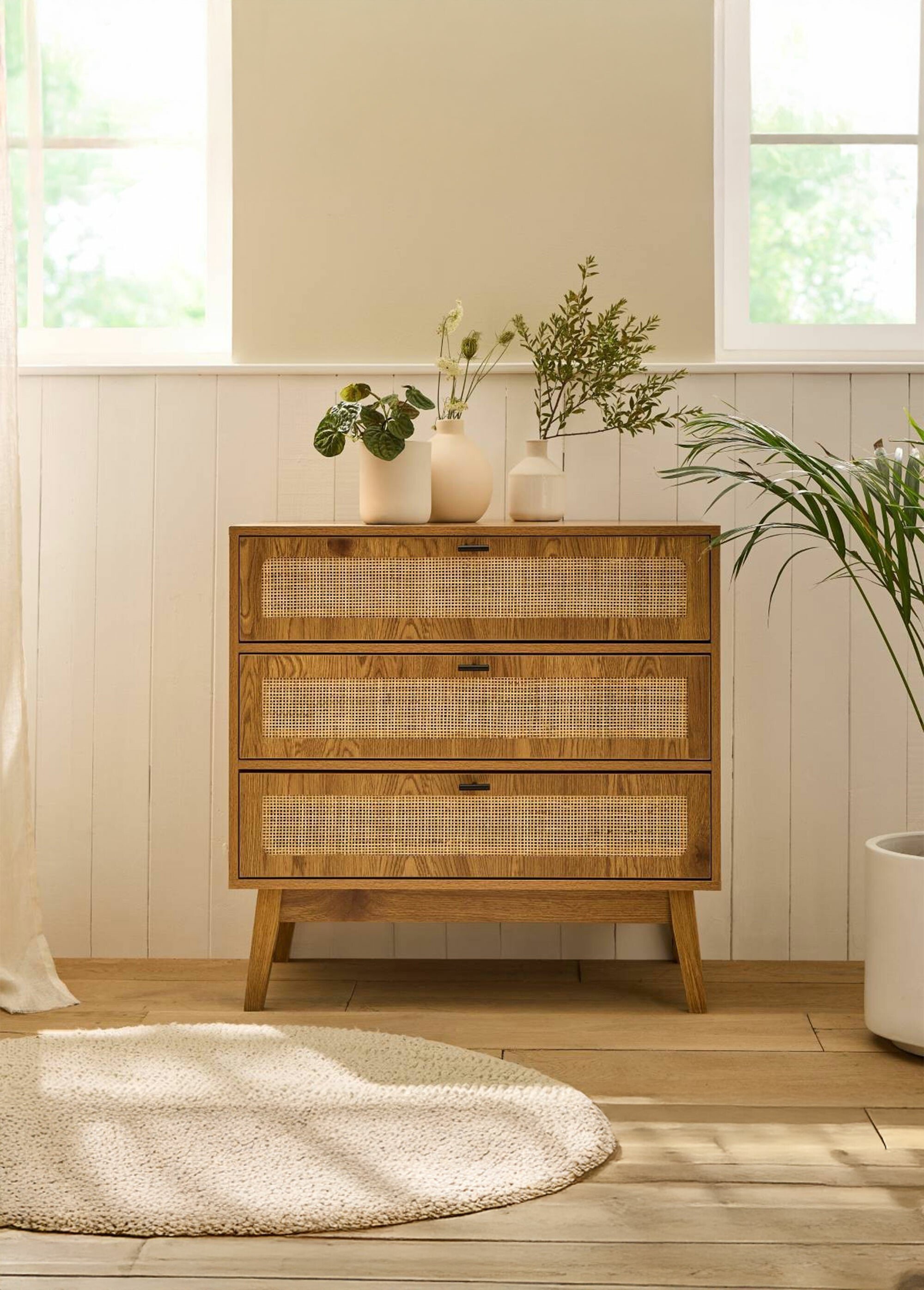 ALIA Commode 3 tiroirs façades rotin BEIGE CAL-14946133 SI1