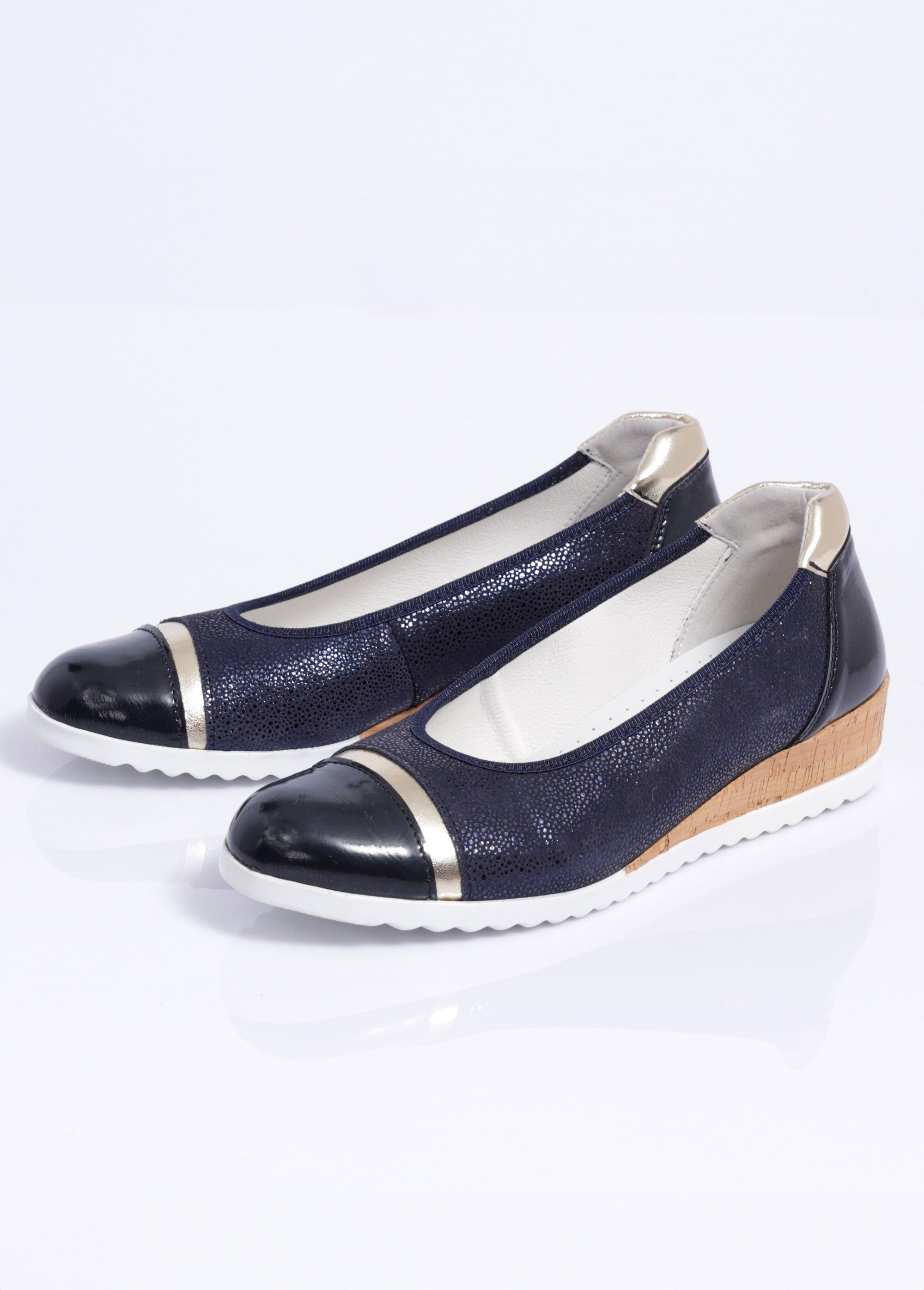 Ballerines compensées cuir largeur confort Femme Bleu OCTAL DE1
