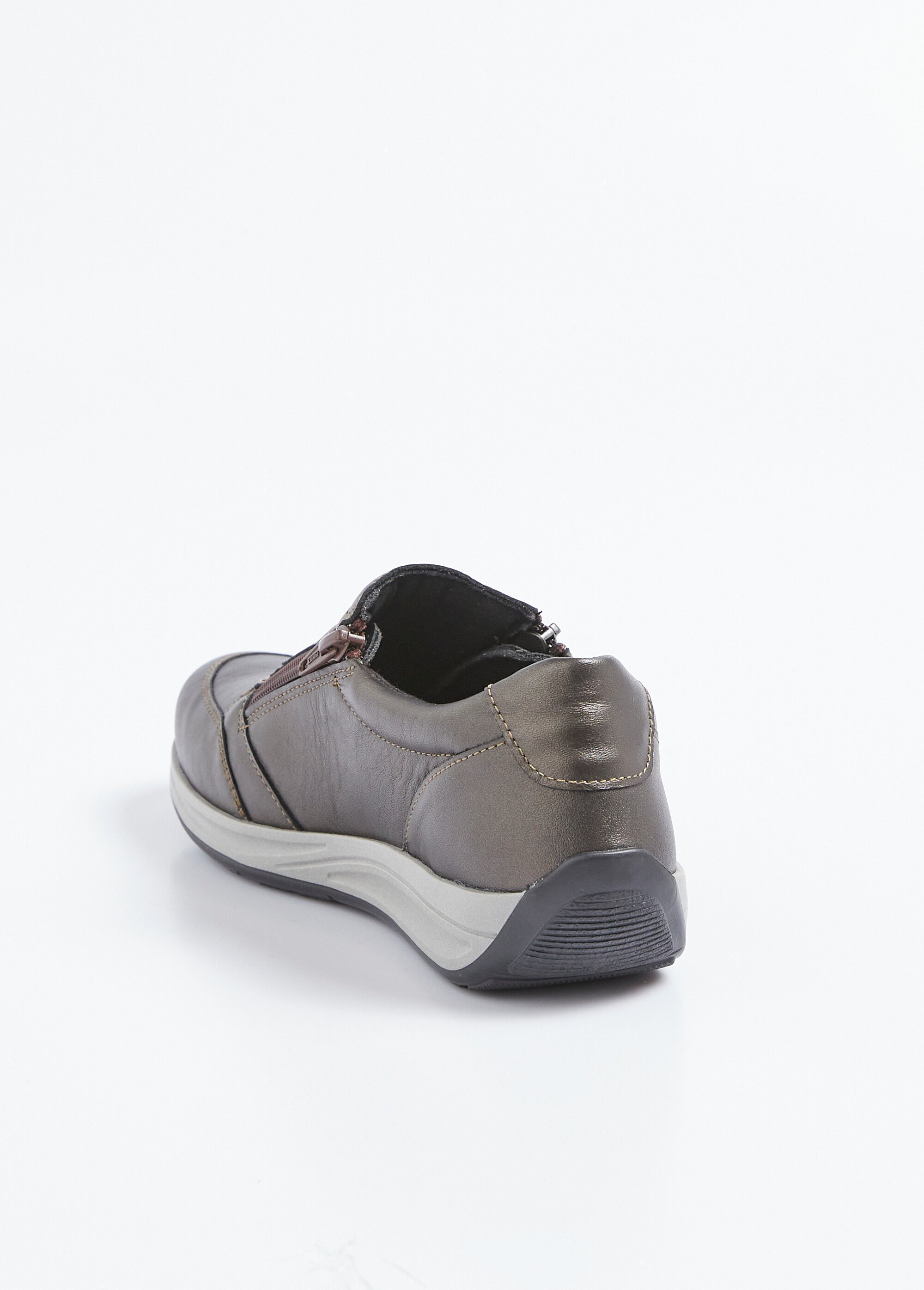 Baskets cuir zippées grande largeur