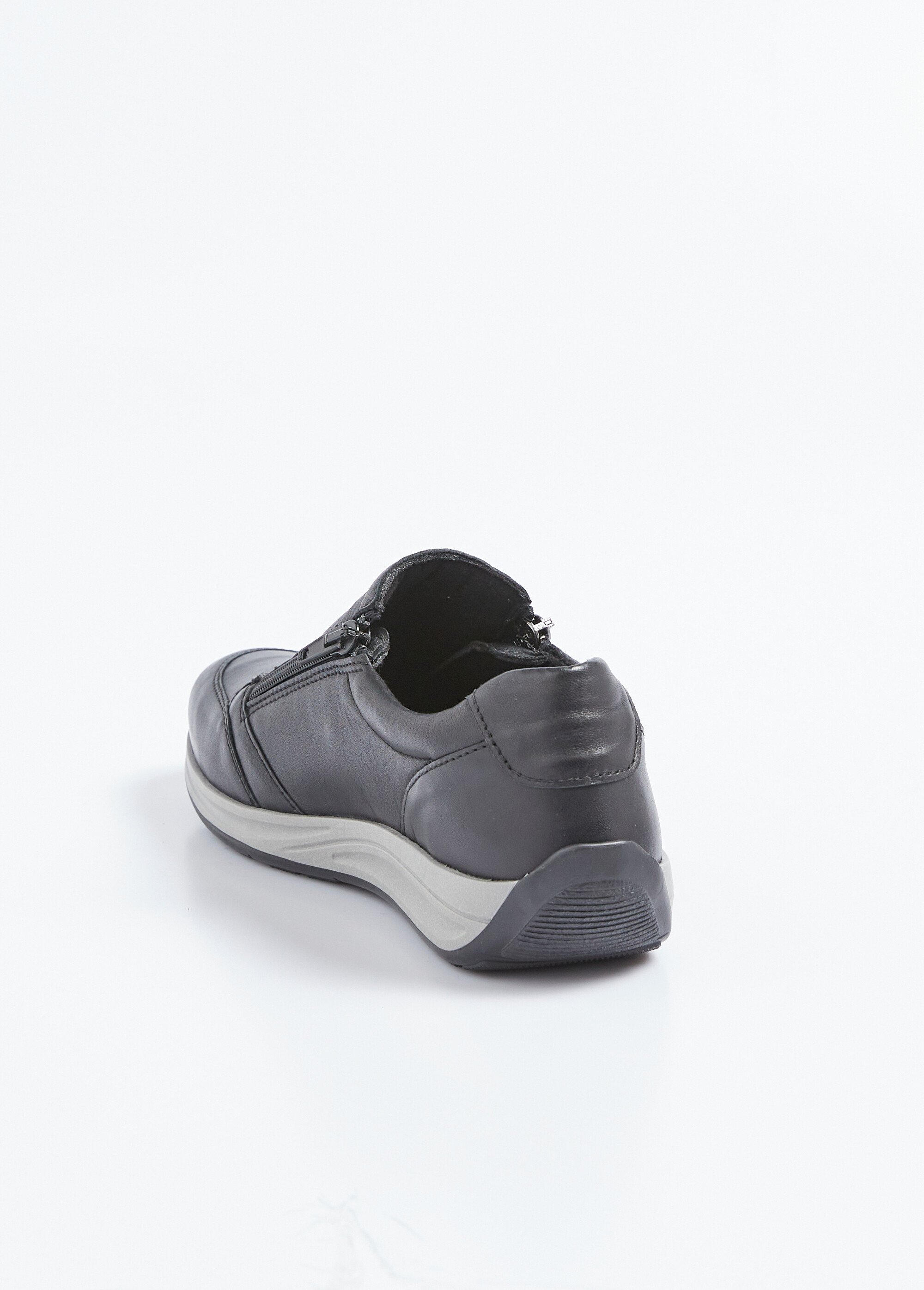 Baskets cuir zippées grande largeur