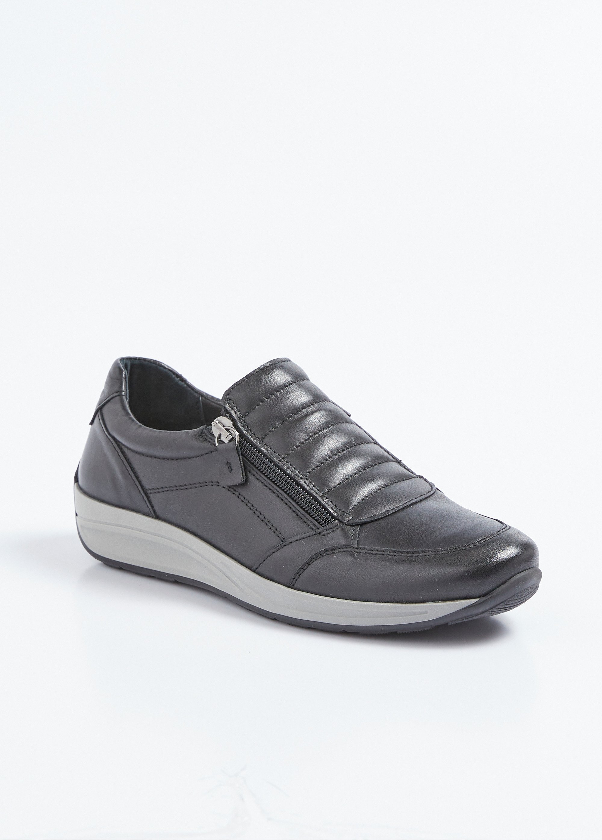 Baskets cuir zippées grande largeur