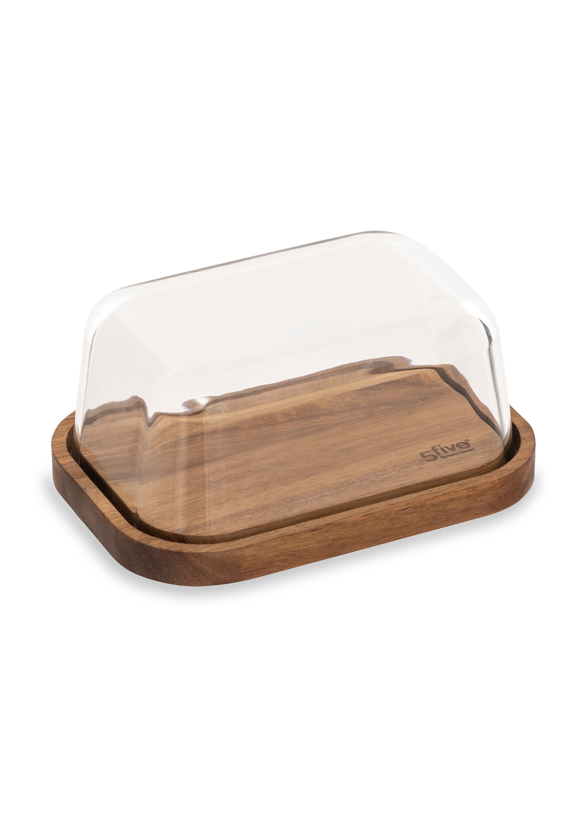 Beurrier en verre avec socle acacia Marron JJA-203080 FA1