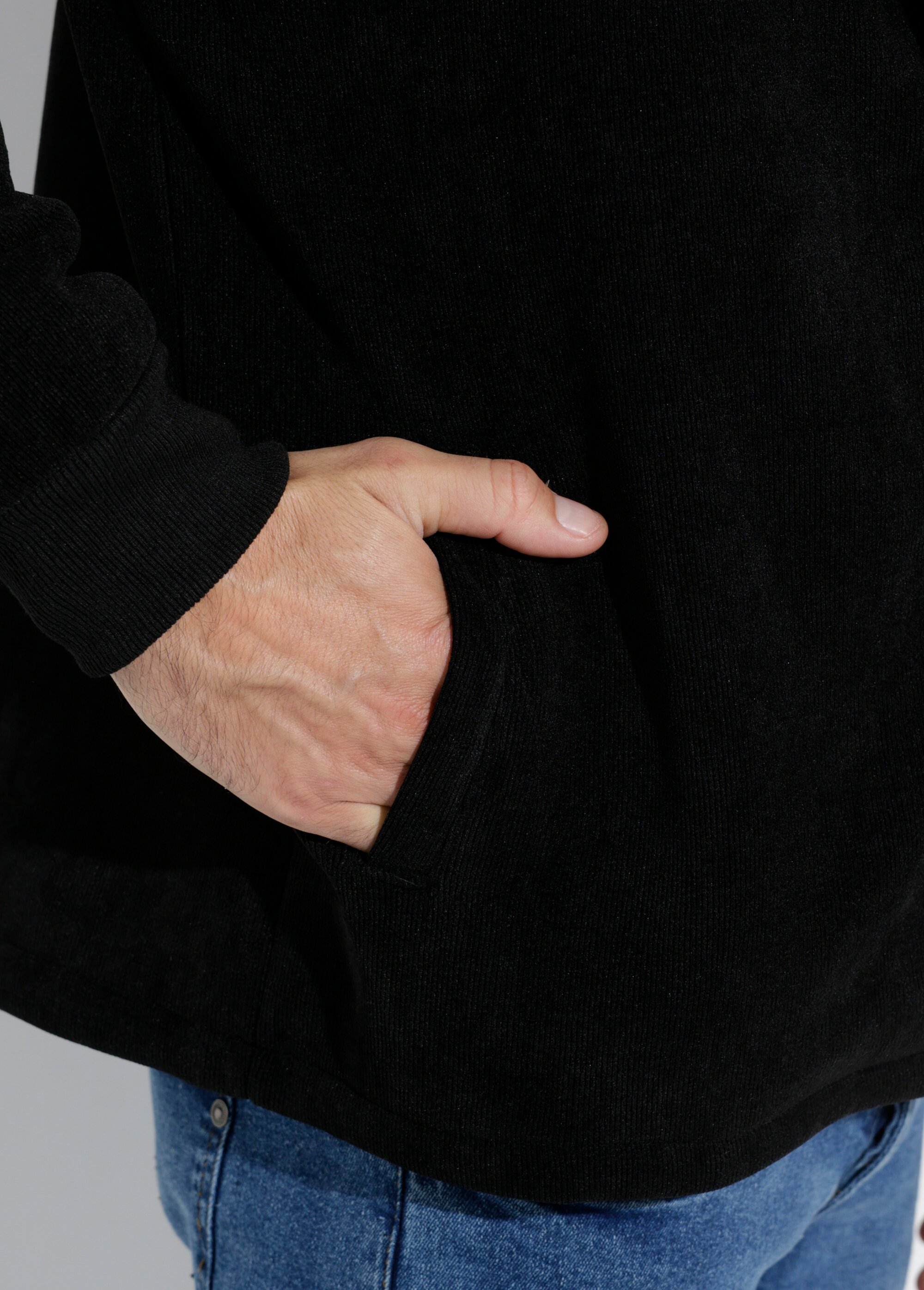 Blouson à capuche effet de superposition Homme Noir DYL2571 DE2