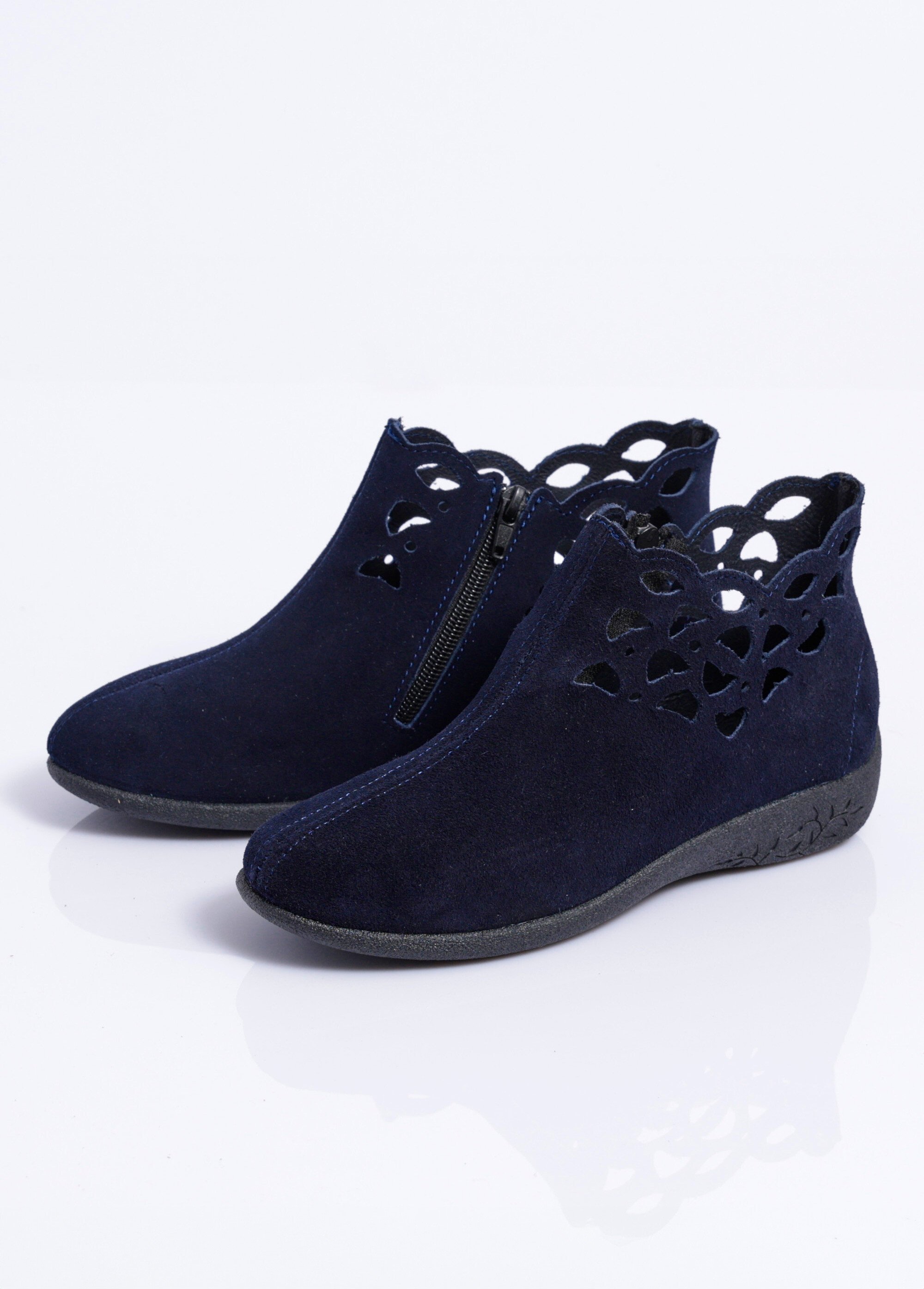 Boots zippées cuir fabriquées en France Femme Bleu OBI DE1