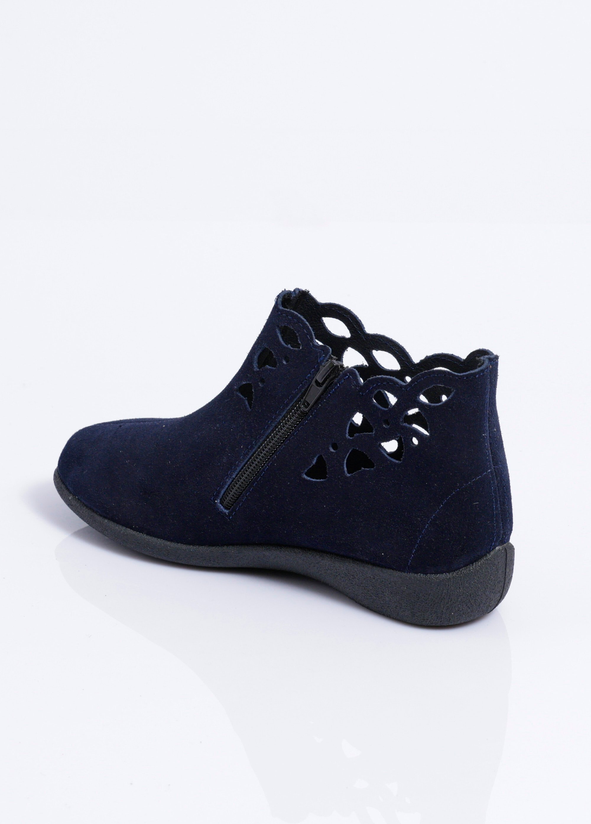 Boots zippées cuir fabriquées en France Femme Bleu OBI DO1