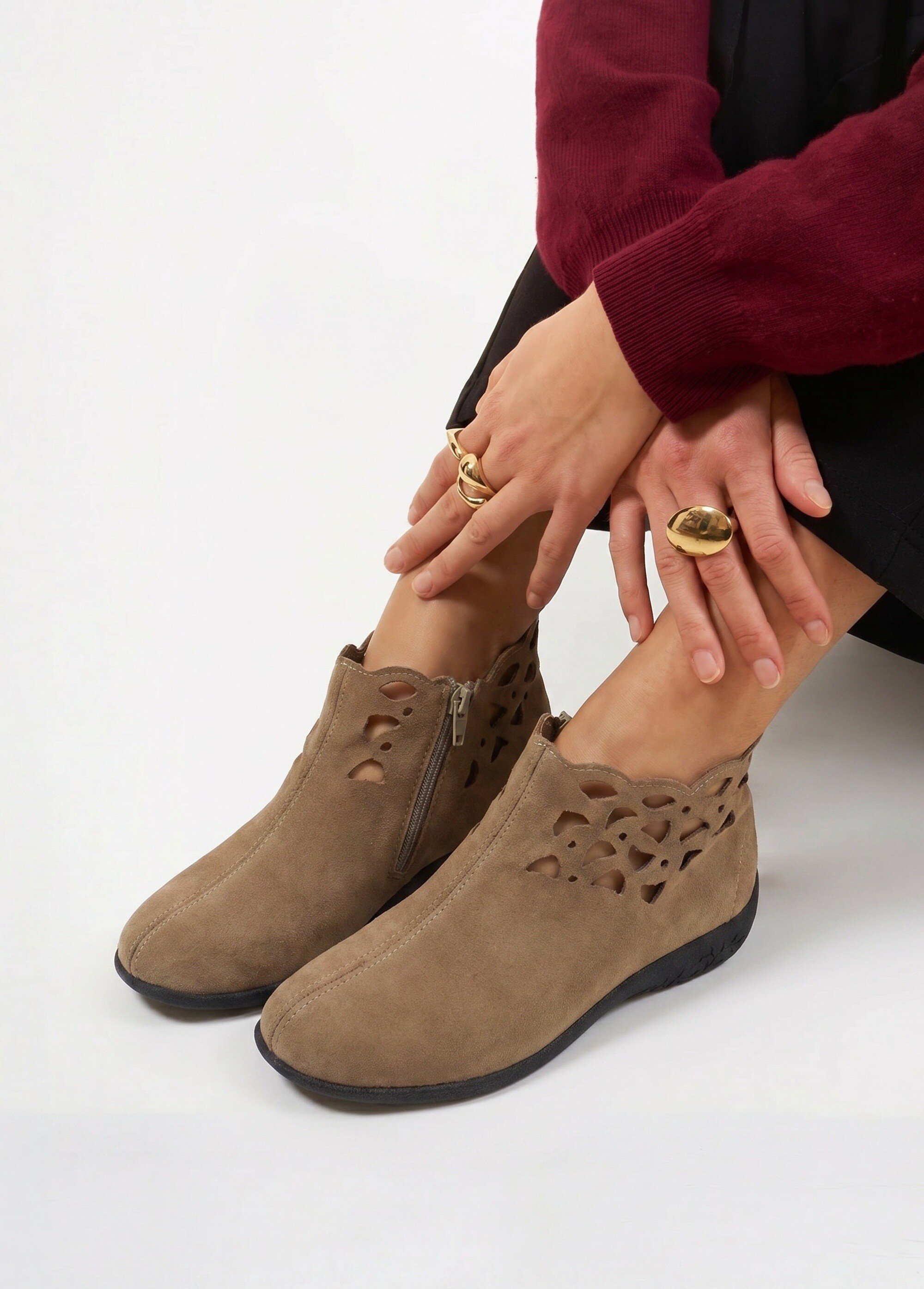 Boots zippées cuir fabriquées en France Femme Marron OBI SI1