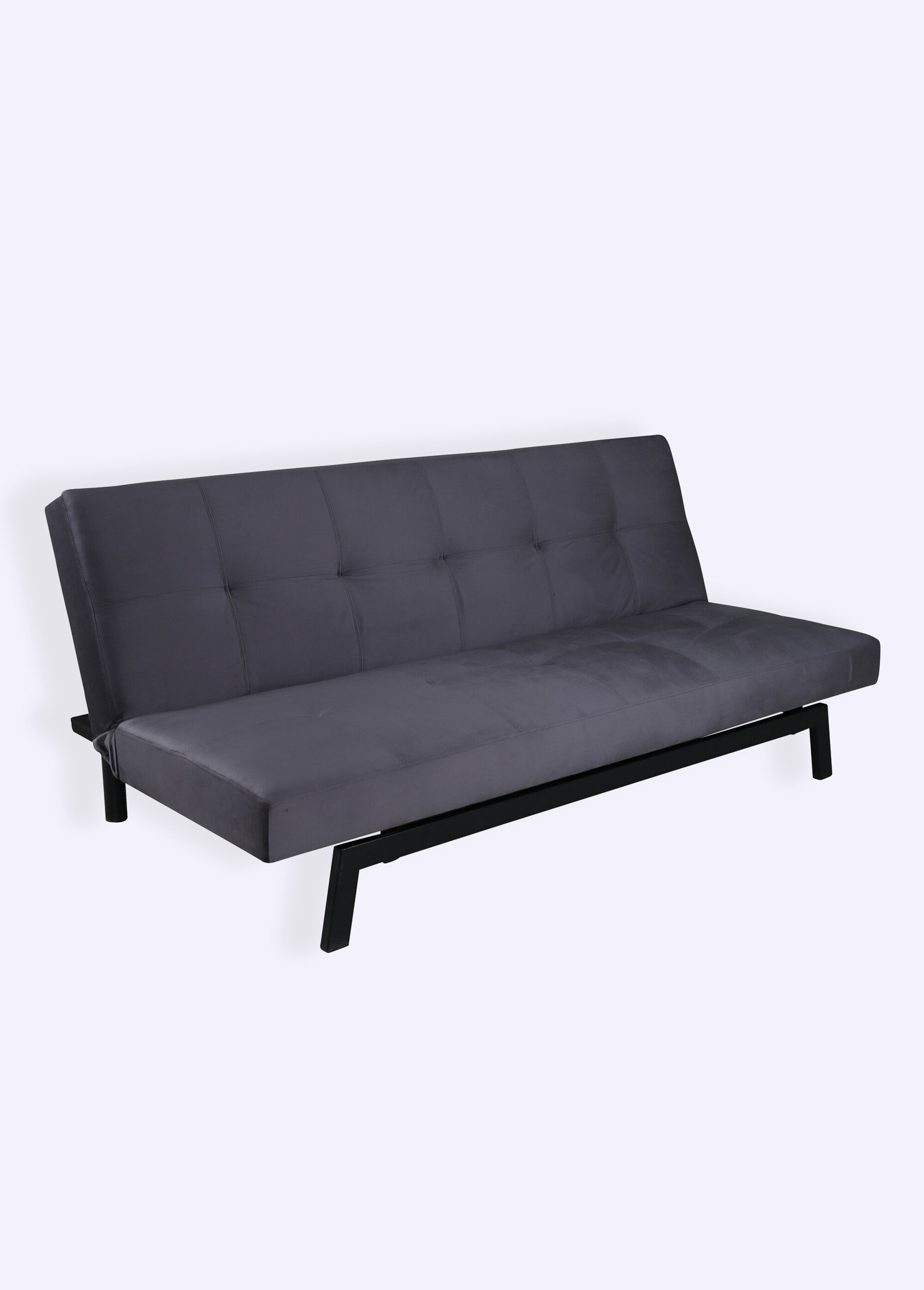 Canapé clic clac velours, pied métal