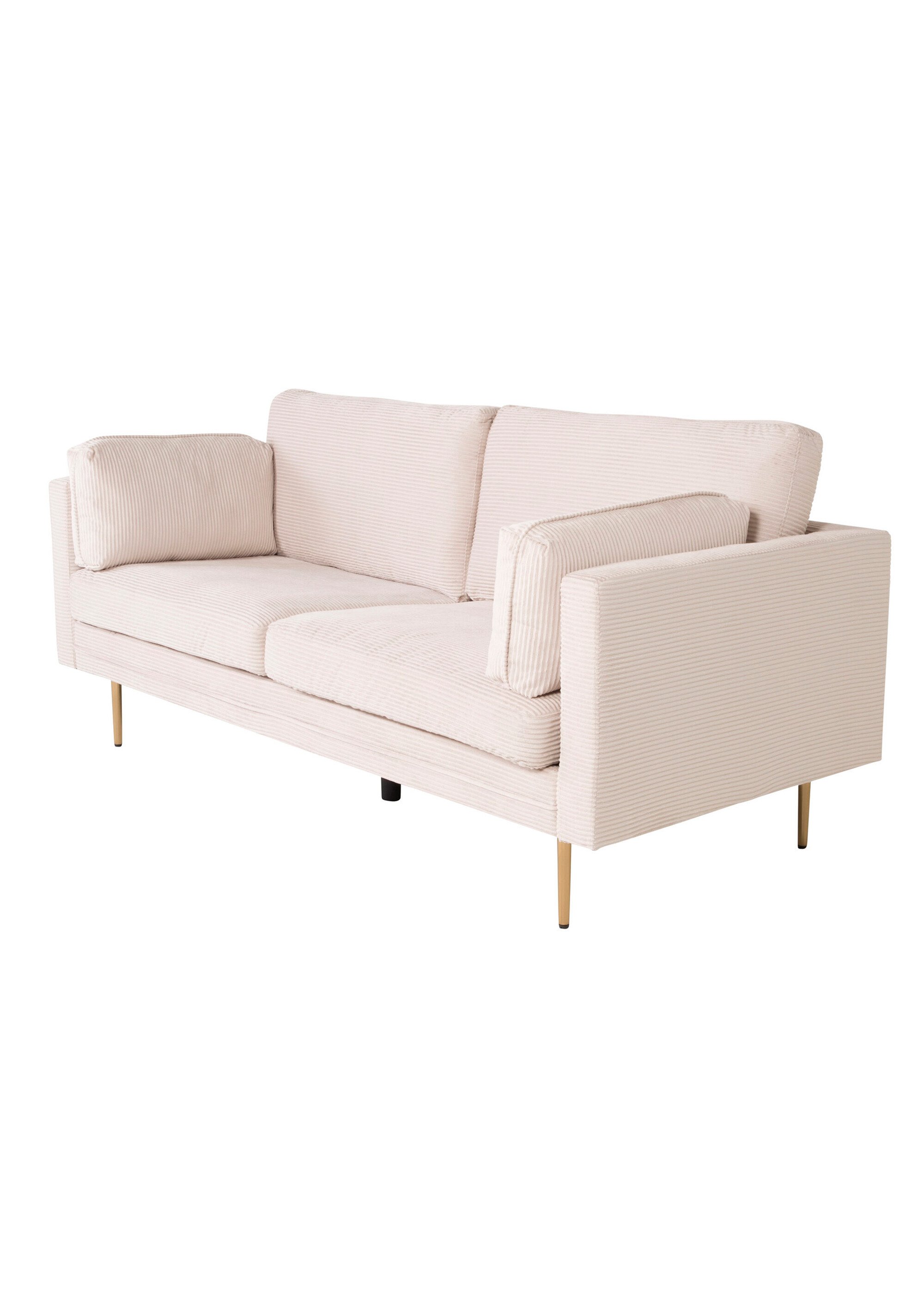 Canapé en velours clair, pieds métal