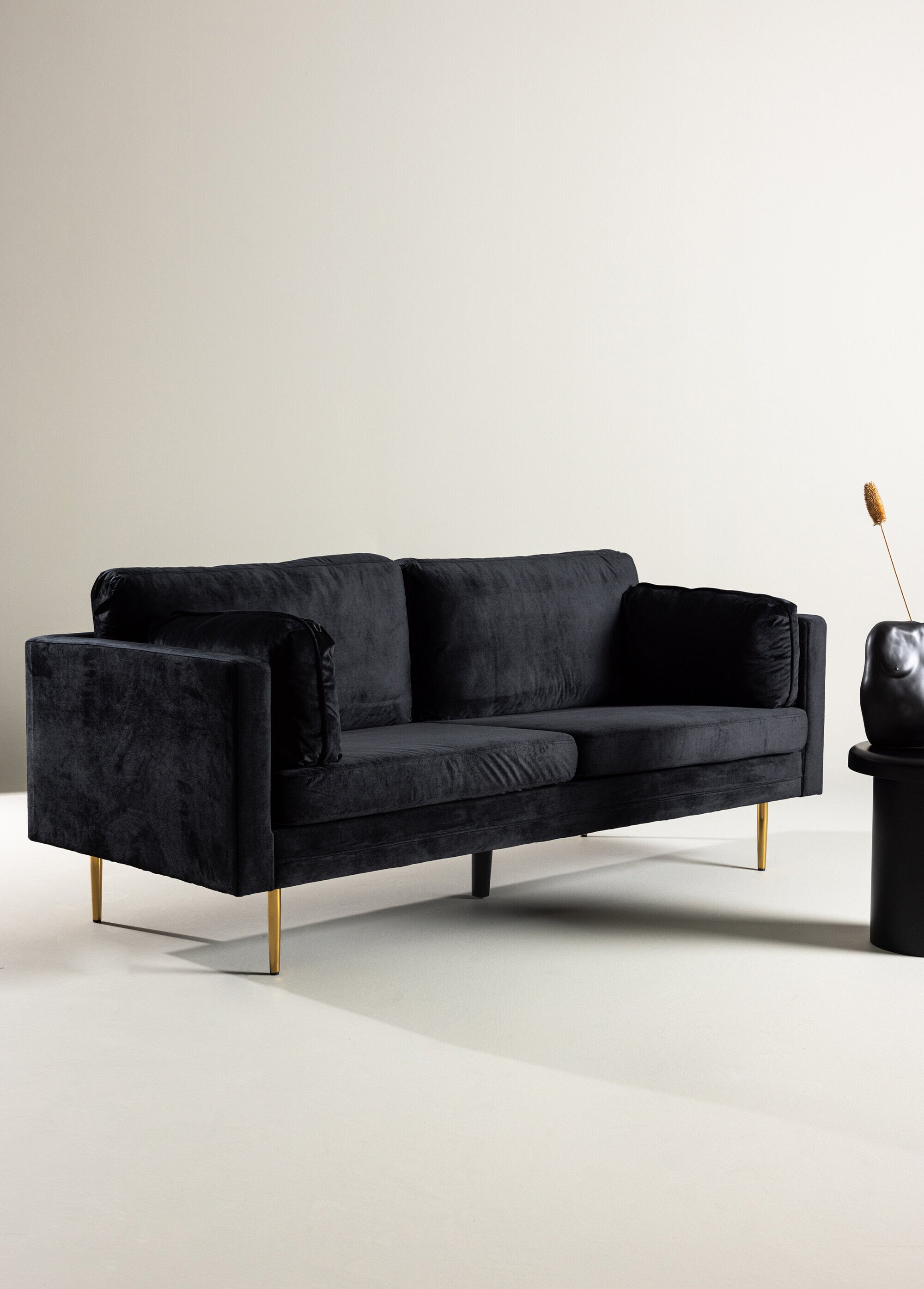 Canapé en velours foncé, pieds métal NOIR VEN-18045-888 SI1