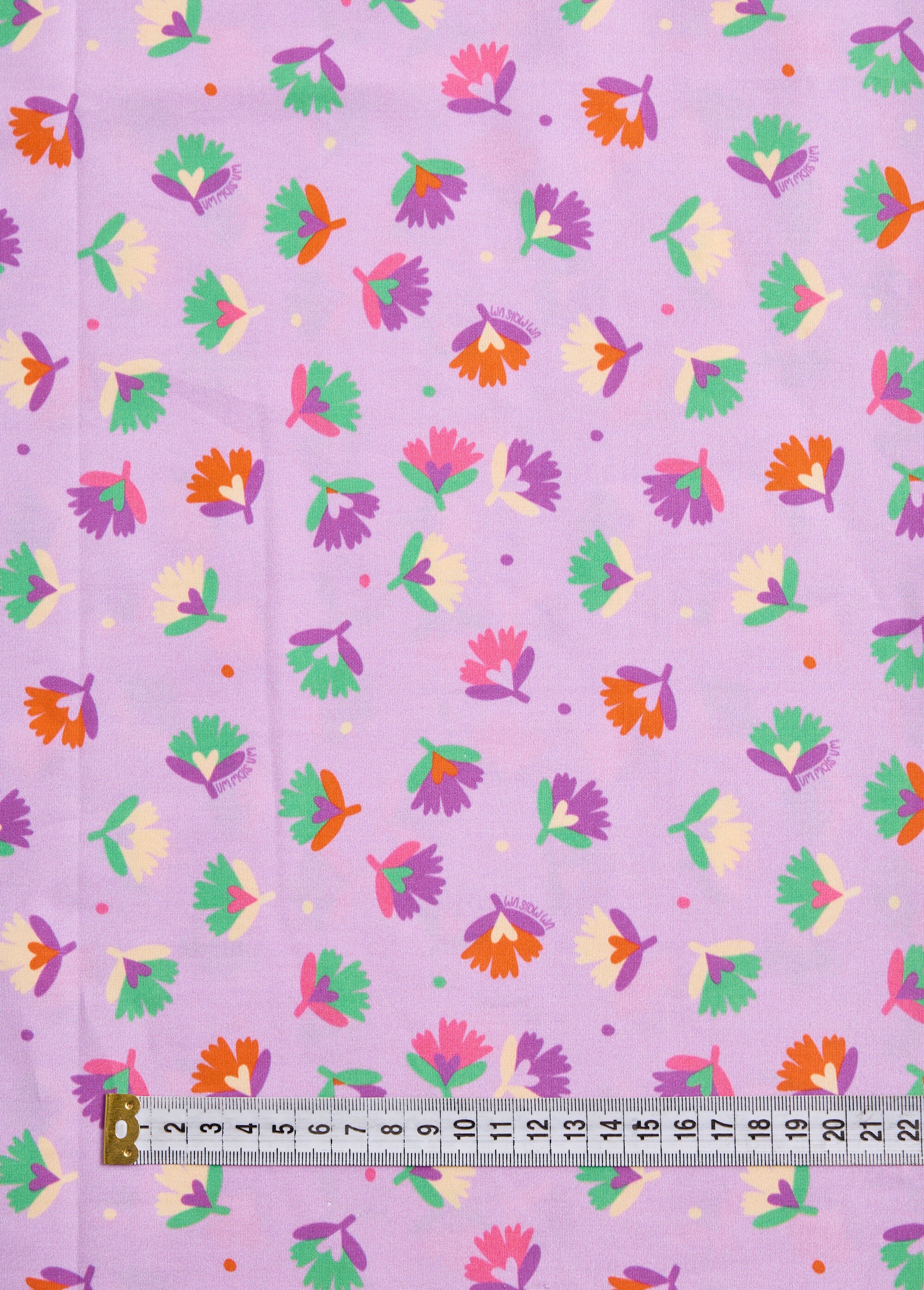 Coupon tissu imprimé naïf fleurs 2M