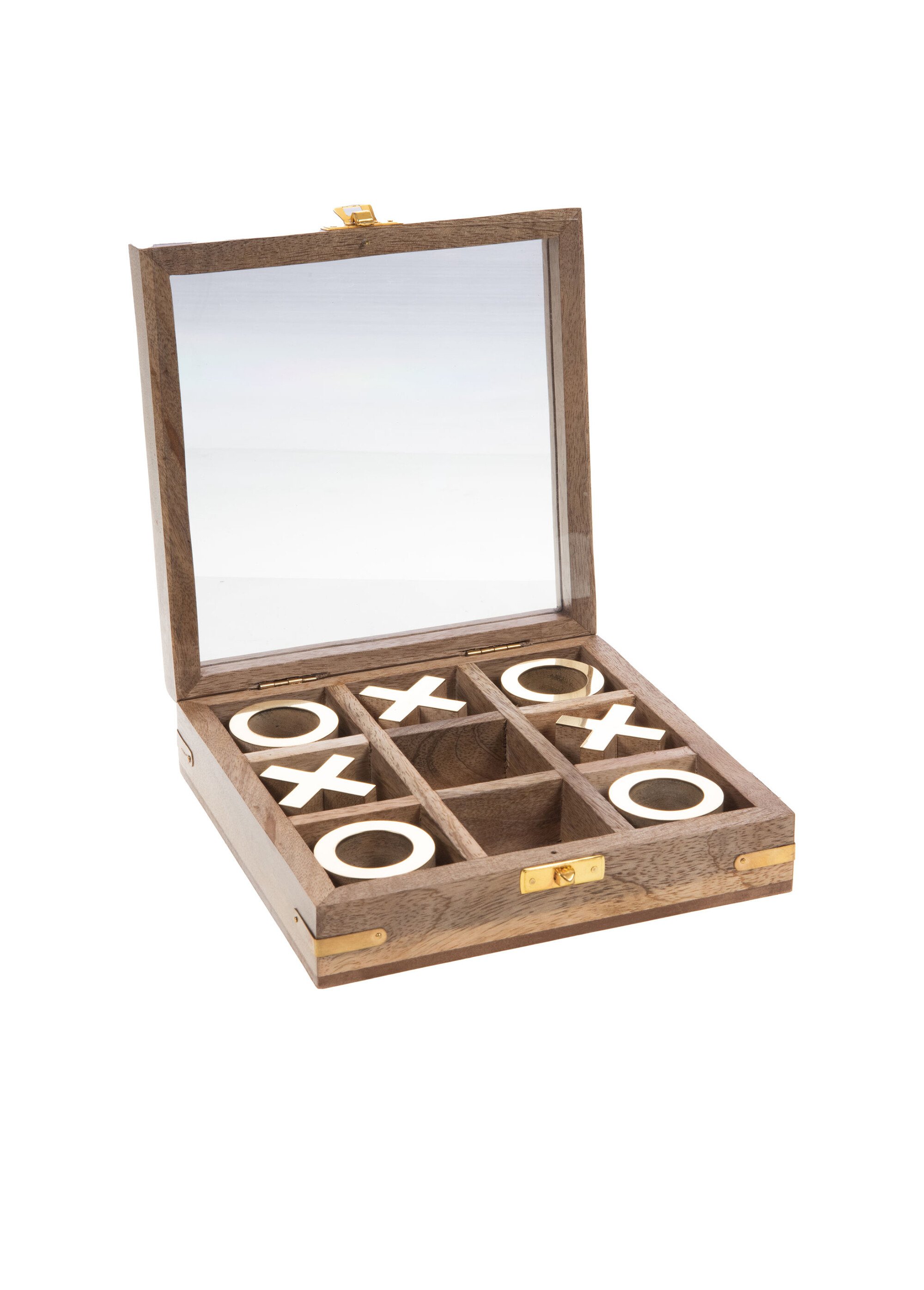Coffret jeu de morpion manguier et métal