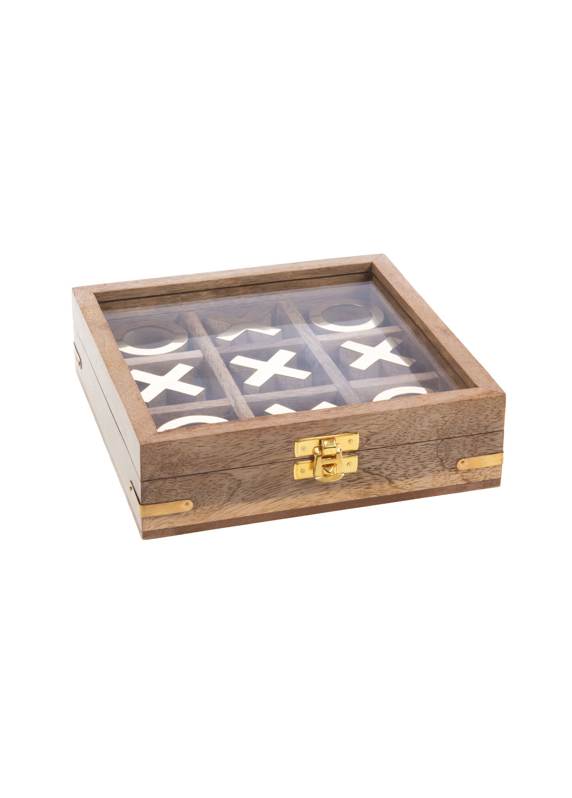 Coffret jeu de morpion manguier et métal