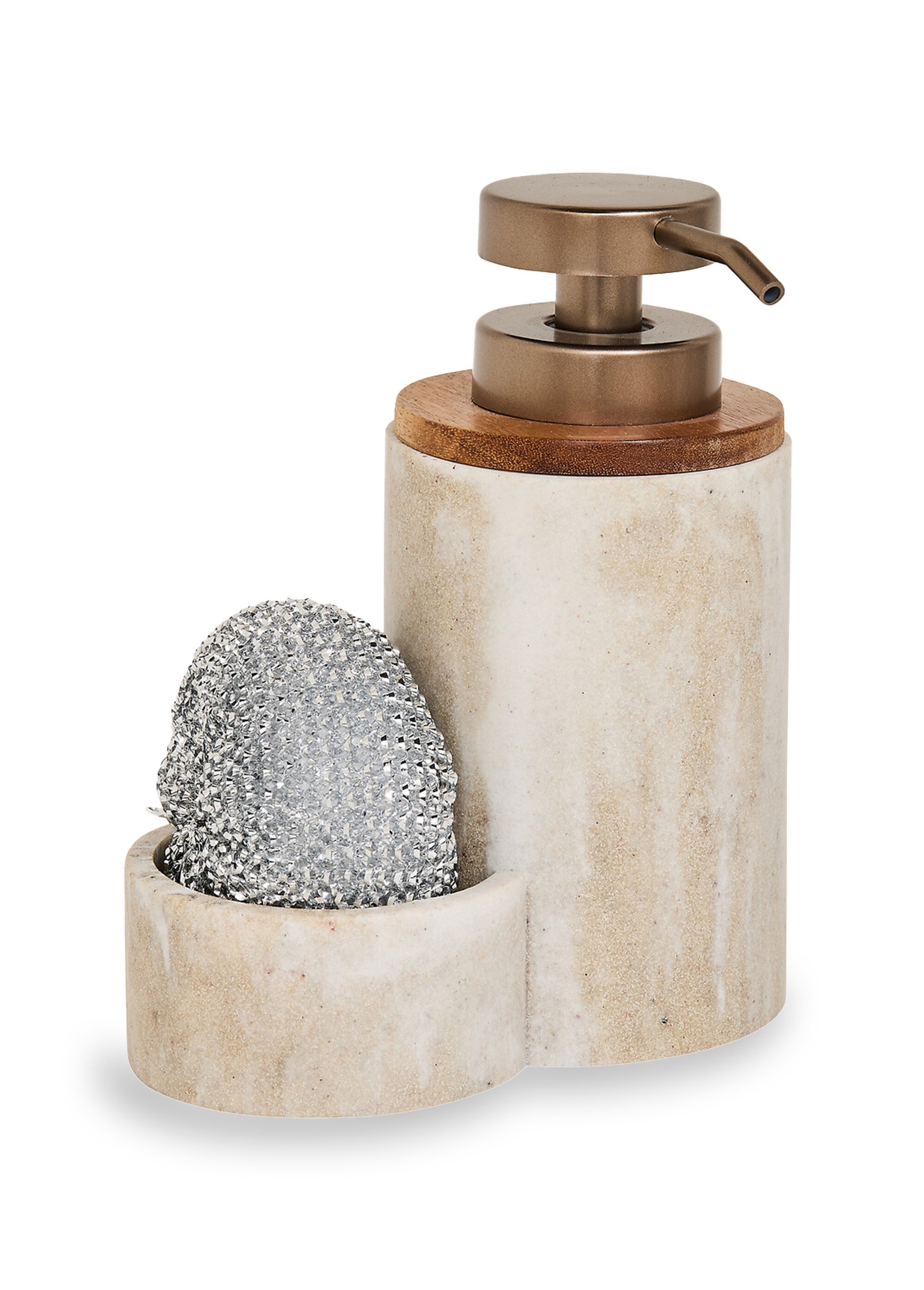 Distributeur de savon + porte éponge Blanc JJA-190220 FA1