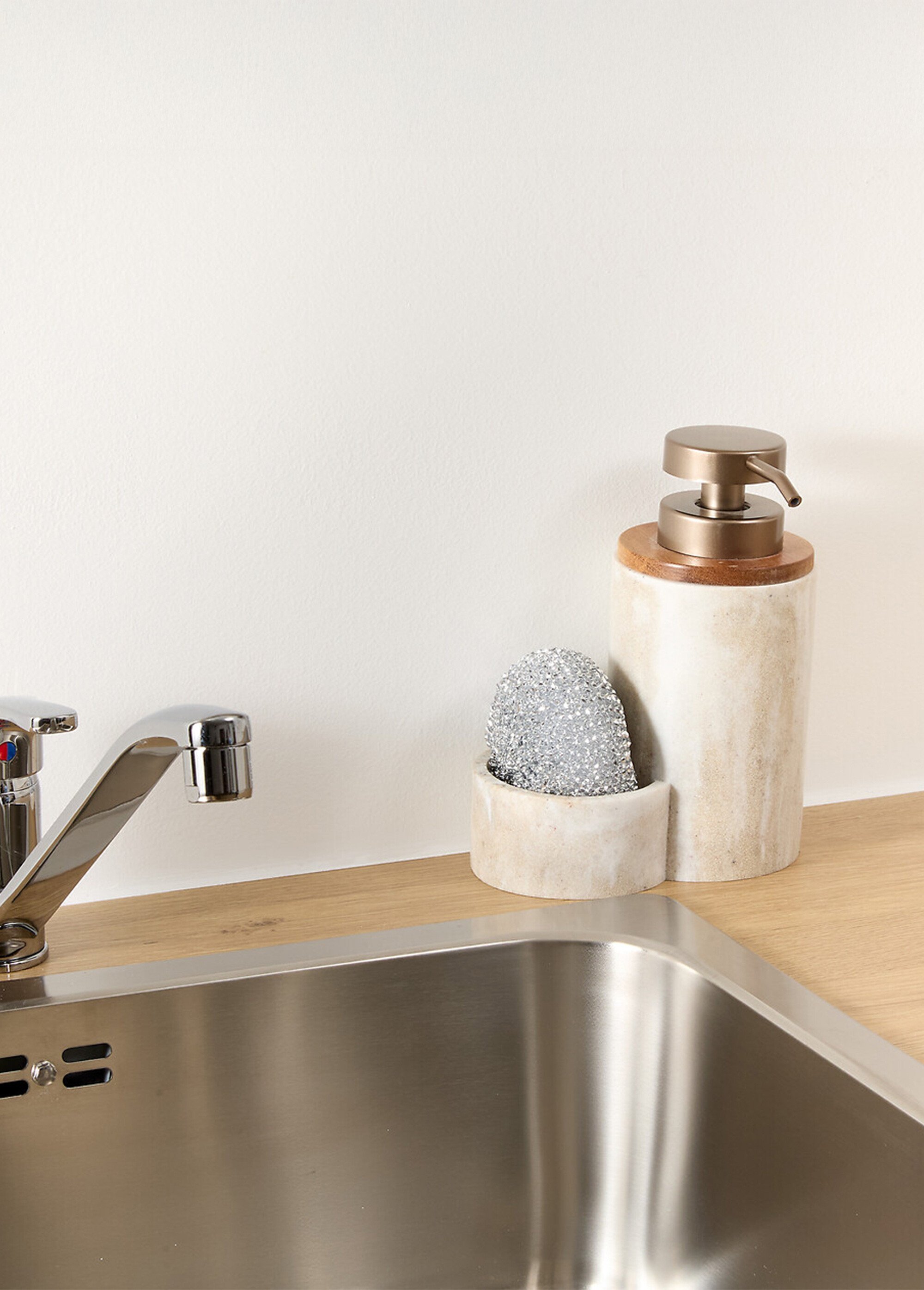 Distributeur de savon + porte éponge Blanc JJA-190220 SI1